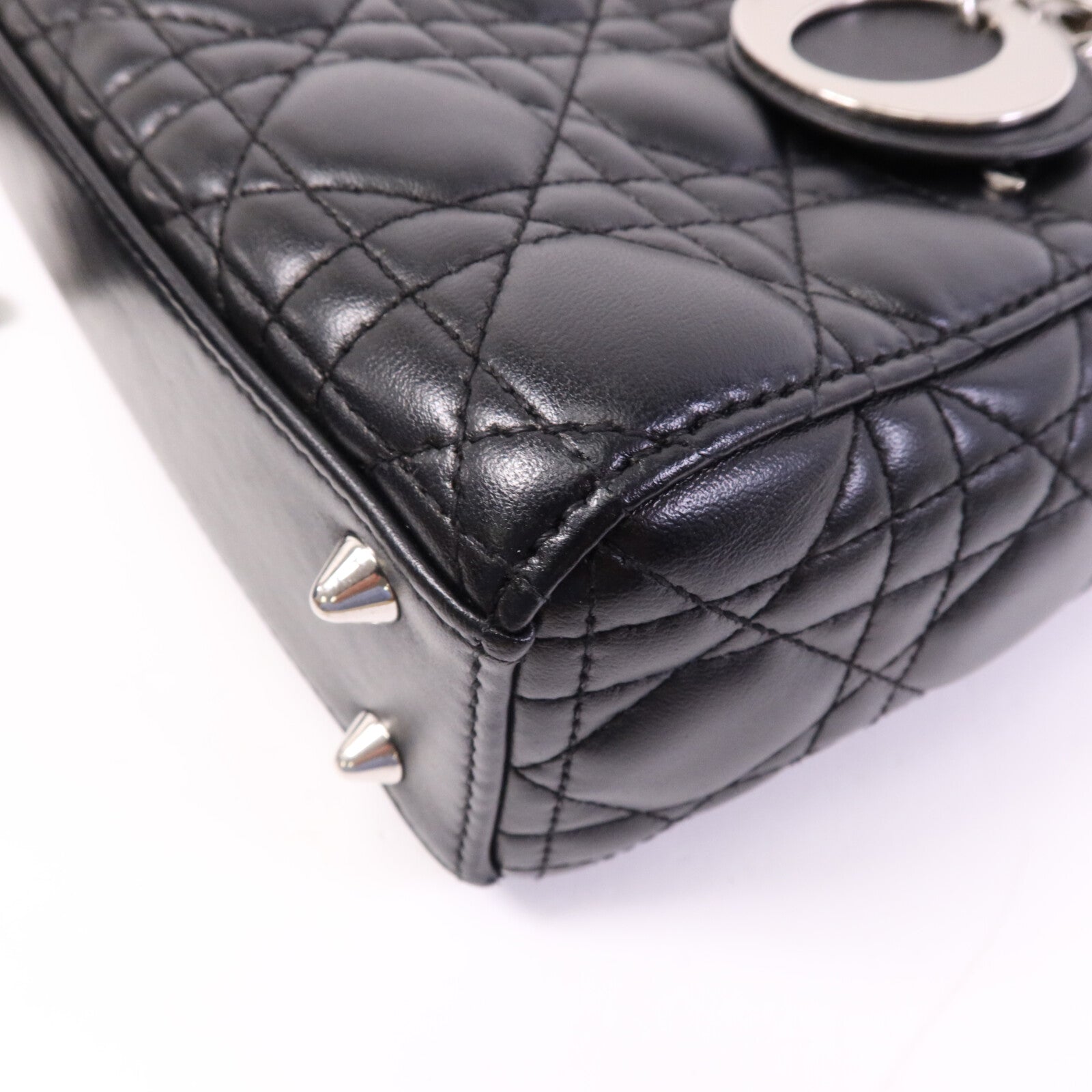 Dior 羊皮皮革Lady Dior Small銀扣手挽袋