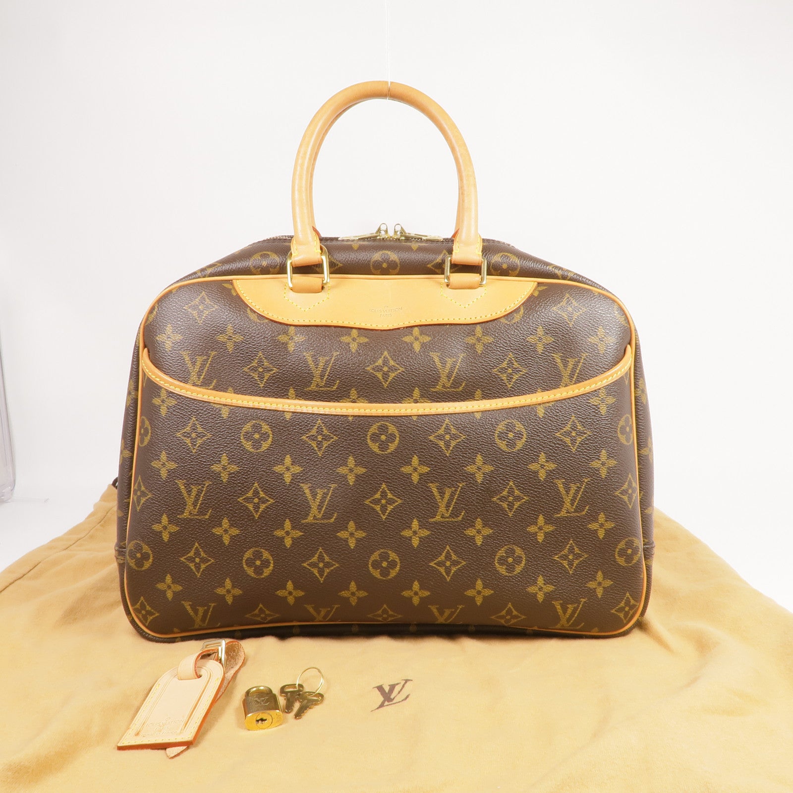 LOUIS VUITTON Monogram Deauville GM金扣手挽袋