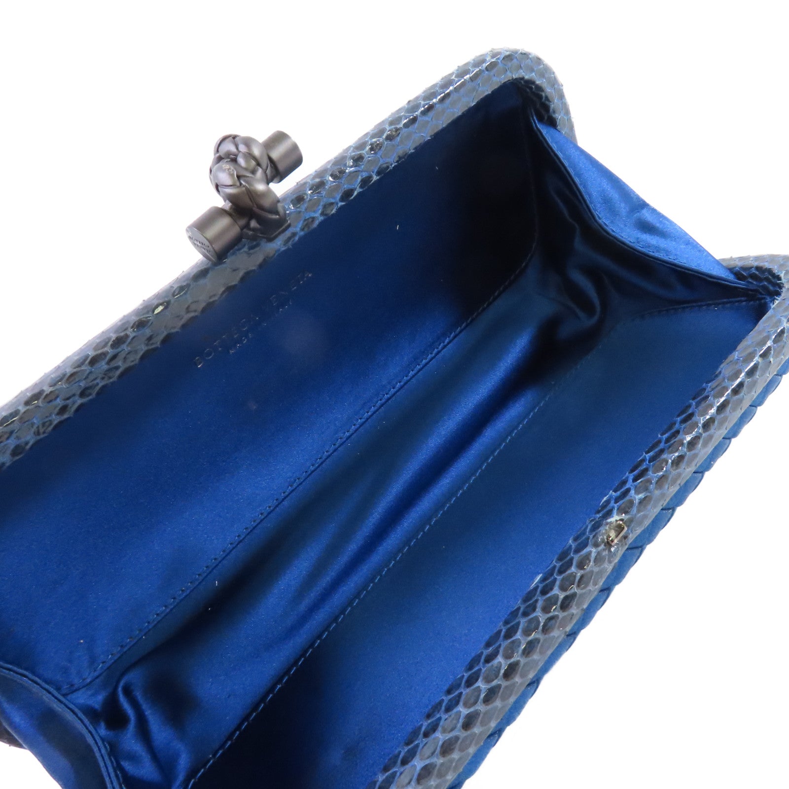 BOTTEGA VENETA 【激減優惠】緞布/蛇皮皮革Clutch Bag手拿包藍色