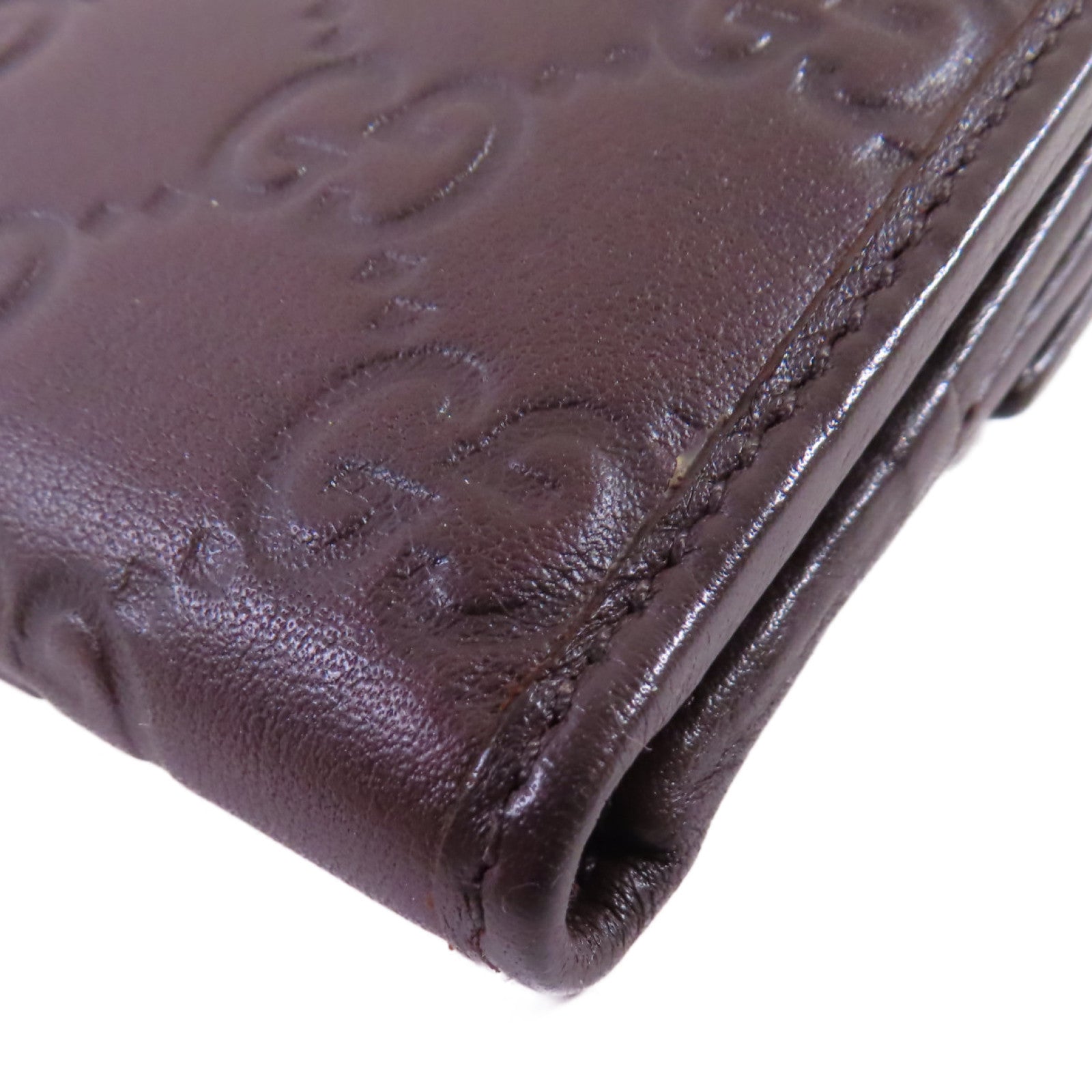 GUCCI 牛皮皮革W Hook Wallet金扣短錢包啡色