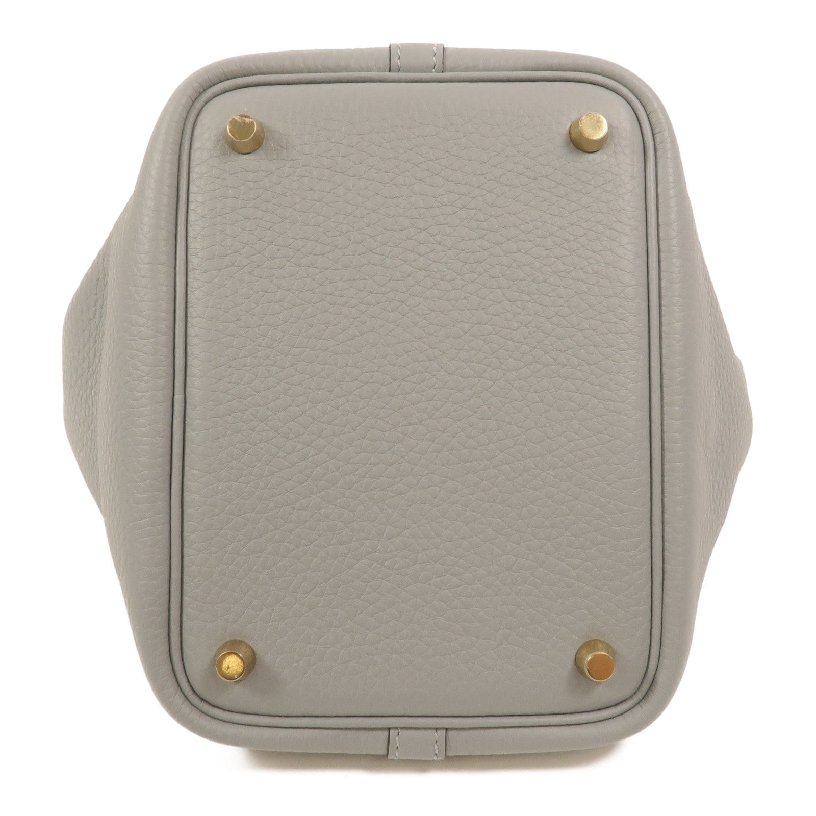 HERMES Clemence皮革Picotin PM手挽袋Gris Pantin