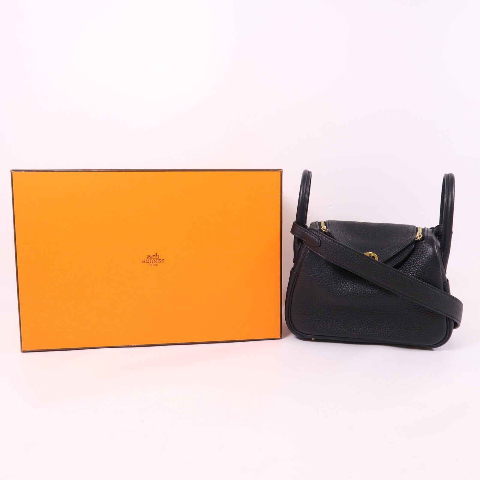 HERMES Mini Lindy金扣手挽肩背兩用袋
