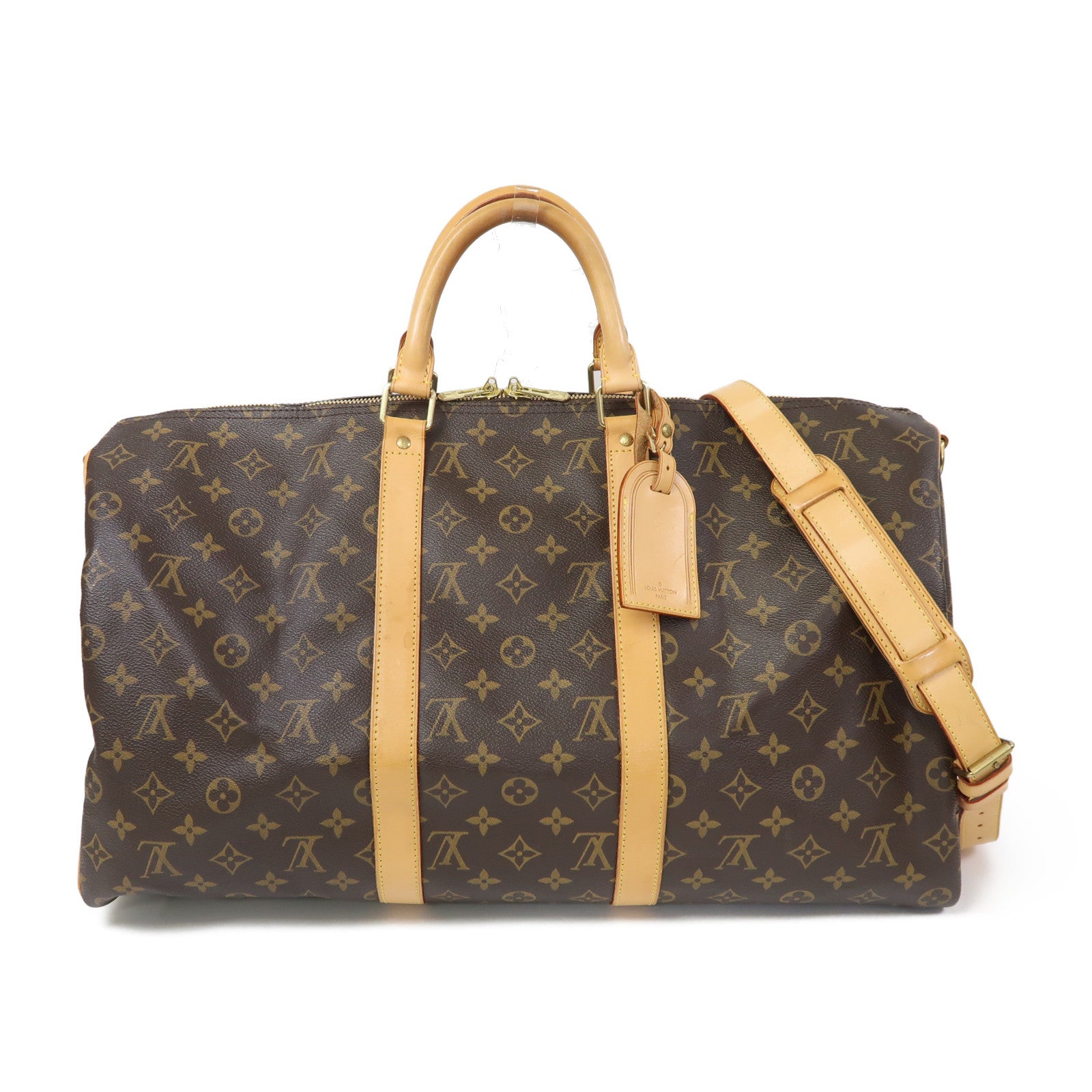 LOUIS VUITTON Monogram Keepall 50 Bandoulie金扣手挽肩背兩用袋棕色