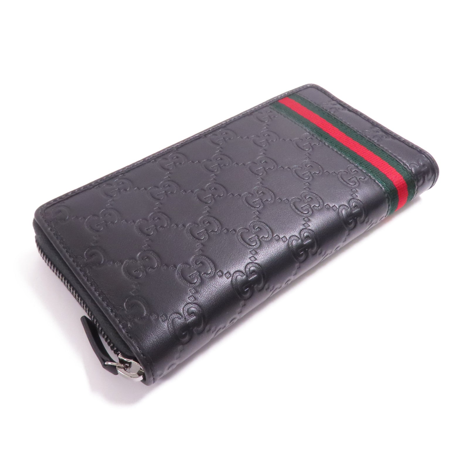 GUCCI GG Long Wallet 308009 Calfskin Leather Black