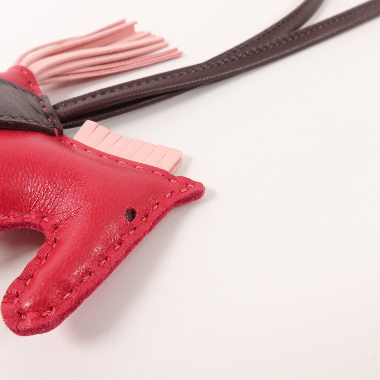 HERMES Milo皮革Rodeo PM掛飾Framboise/Rose Sakura/Rouge Sellier