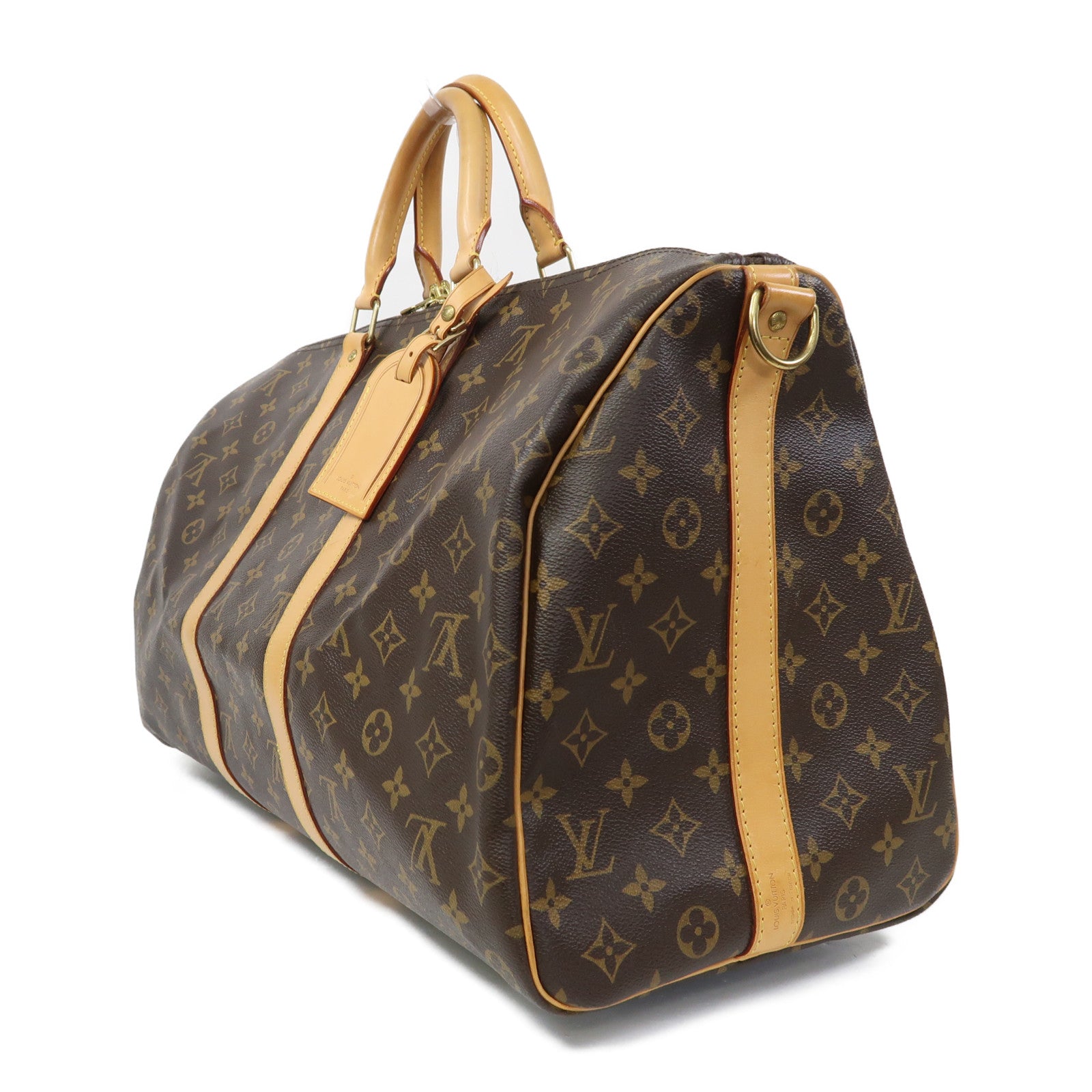 LOUIS VUITTON Monogram Keepall 50 Bandoulie金扣手挽肩背兩用袋棕色