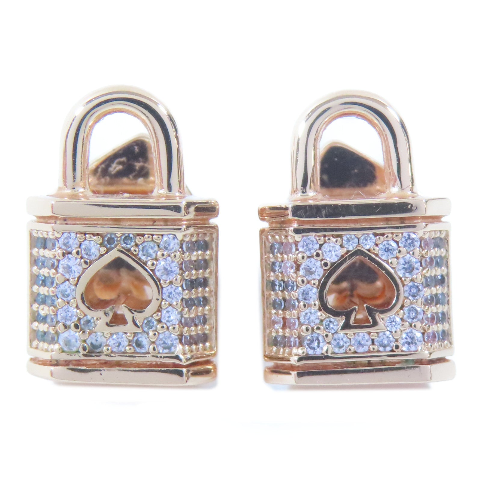 Kate Spade 金屬Lock and Spade Earrings耳環玫瑰金色