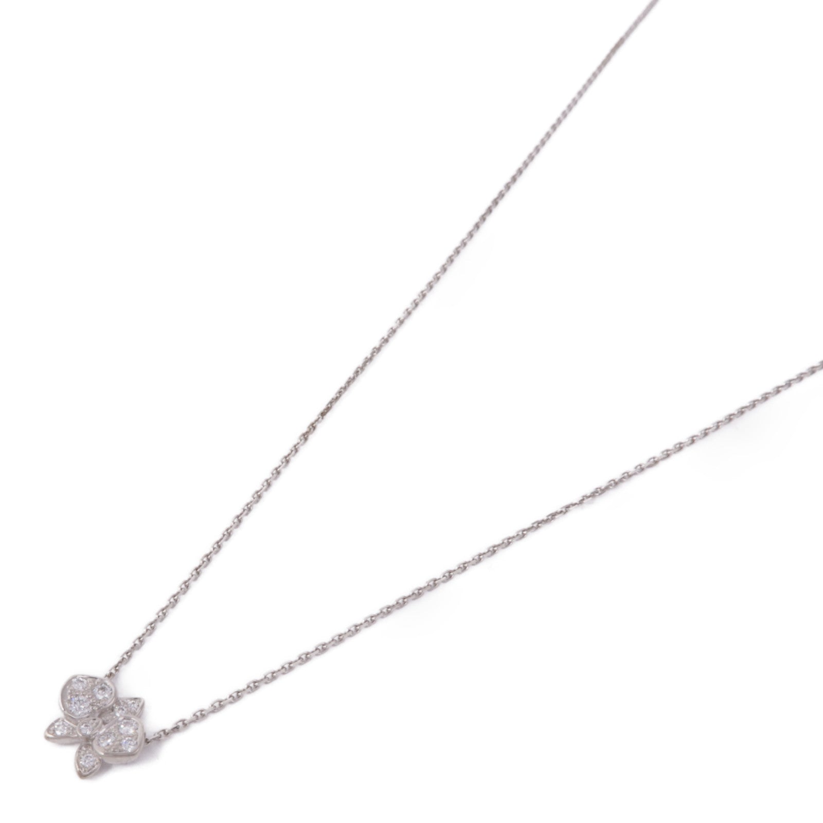 CARTIER 18K白金Caresse d'Orchidees Par Cartier Necklace鑽石項鍊
