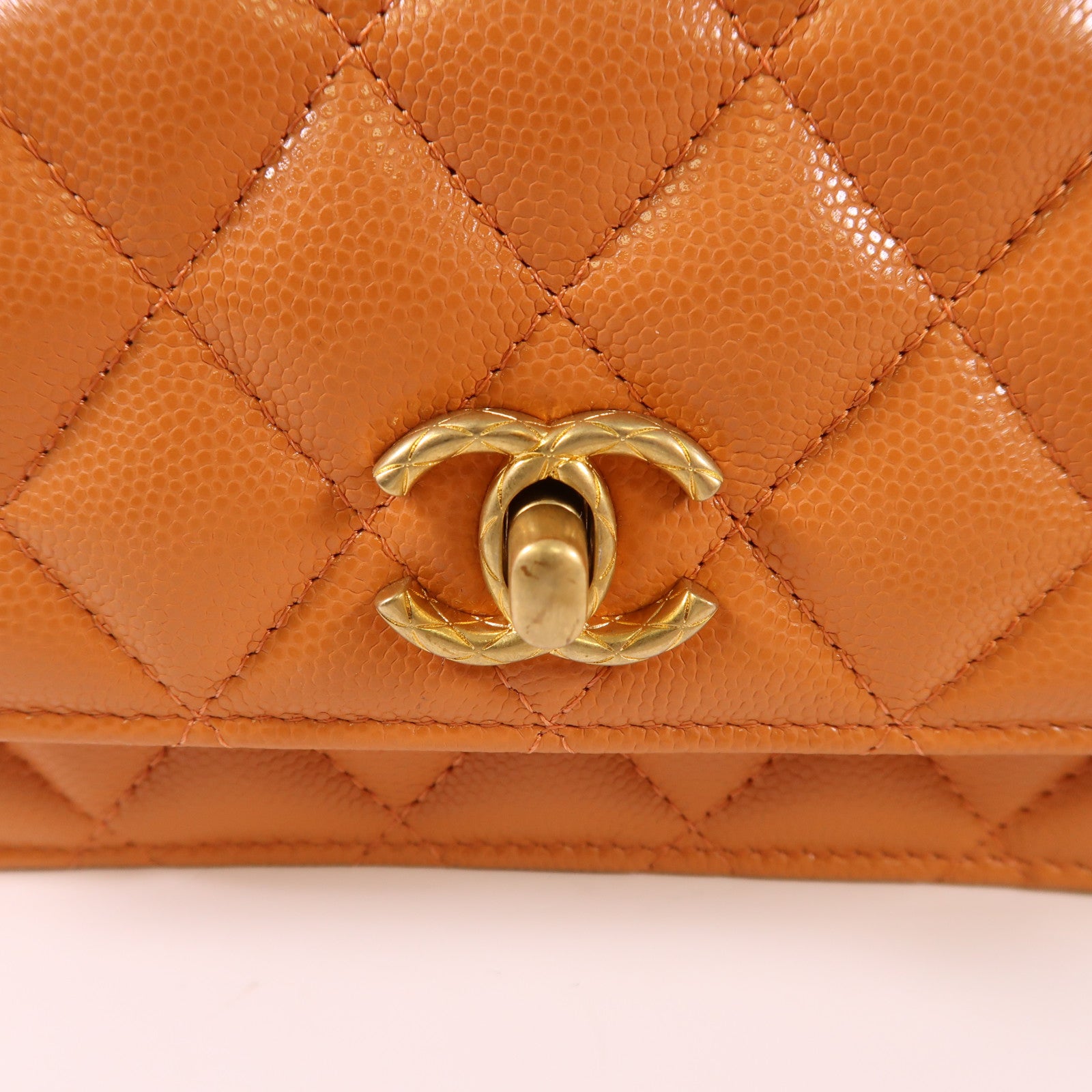 CHANEL 牛皮皮革Chain Shoulder Bag金扣鏈帶肩背袋