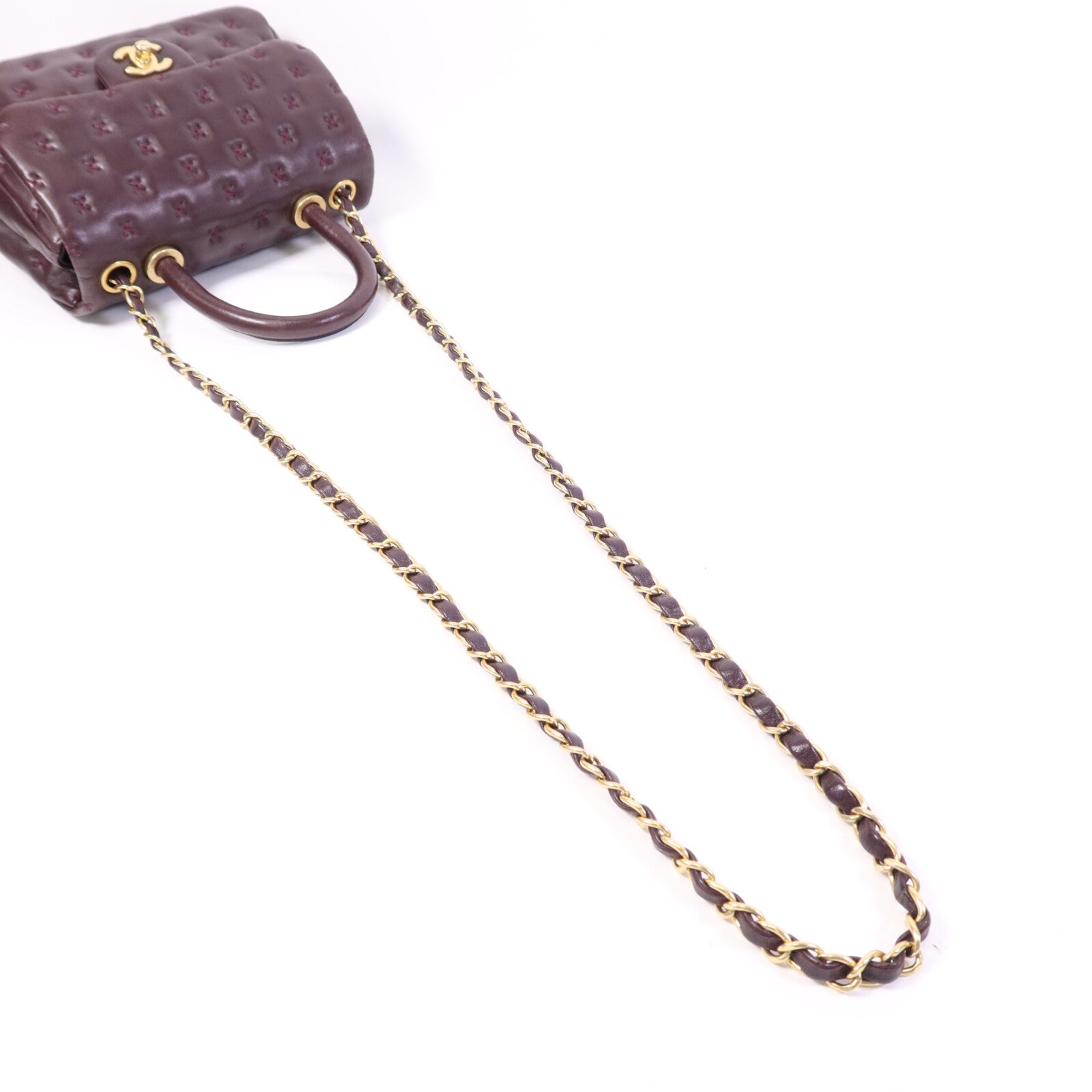 CHANEL 羊皮皮革CoCo Handle金扣鏈帶手挽肩背兩用袋