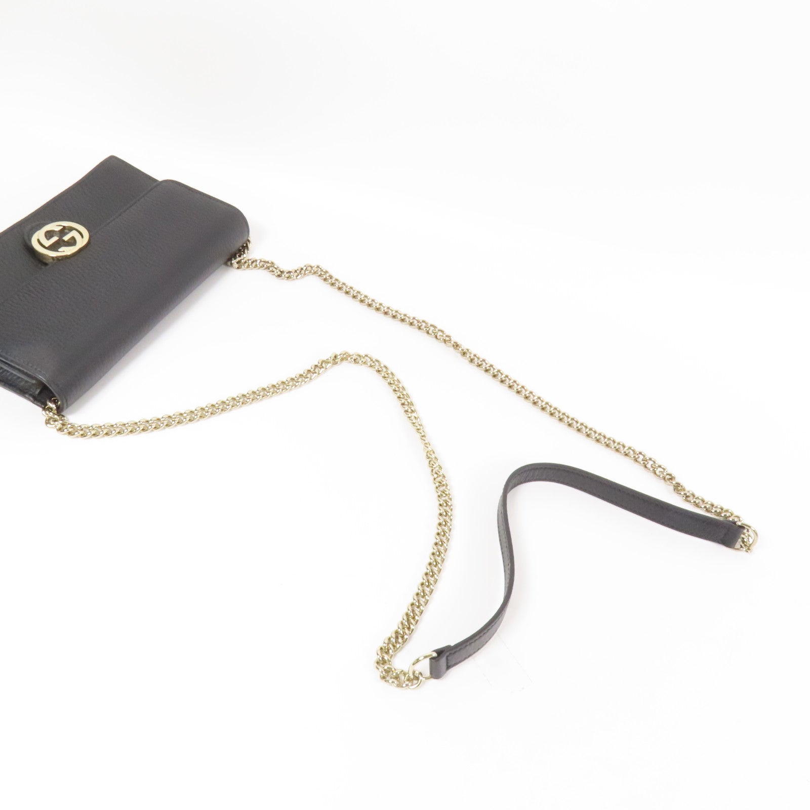 GUCCI 牛皮皮革GG Interlocking金扣鏈帶肩背袋