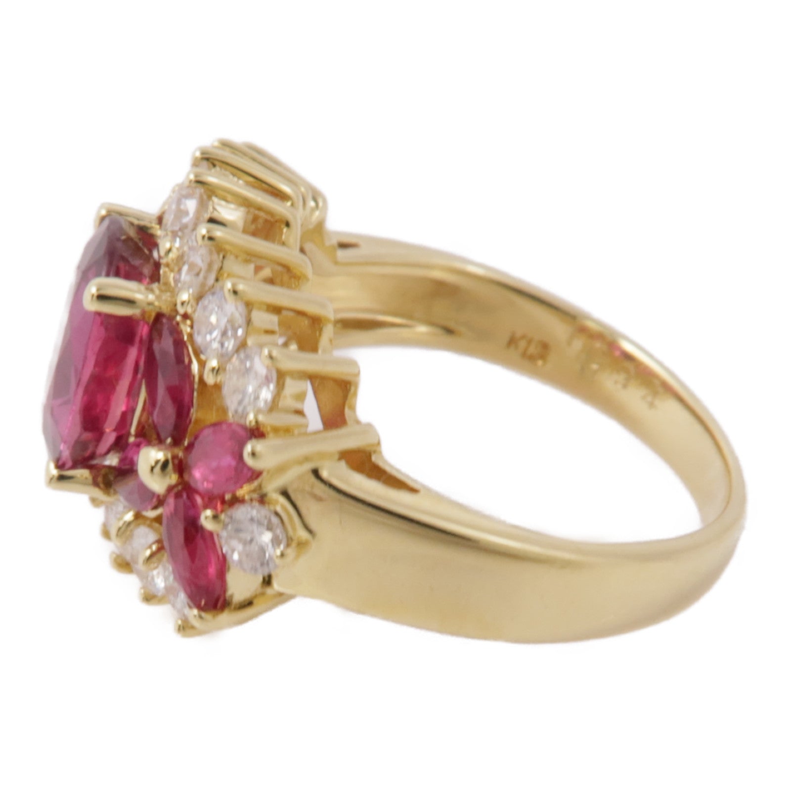 JEWELRY【激減優惠】 18K黃金Ruby Diamond Ring紅寶石/鑽石戒指US#4.75