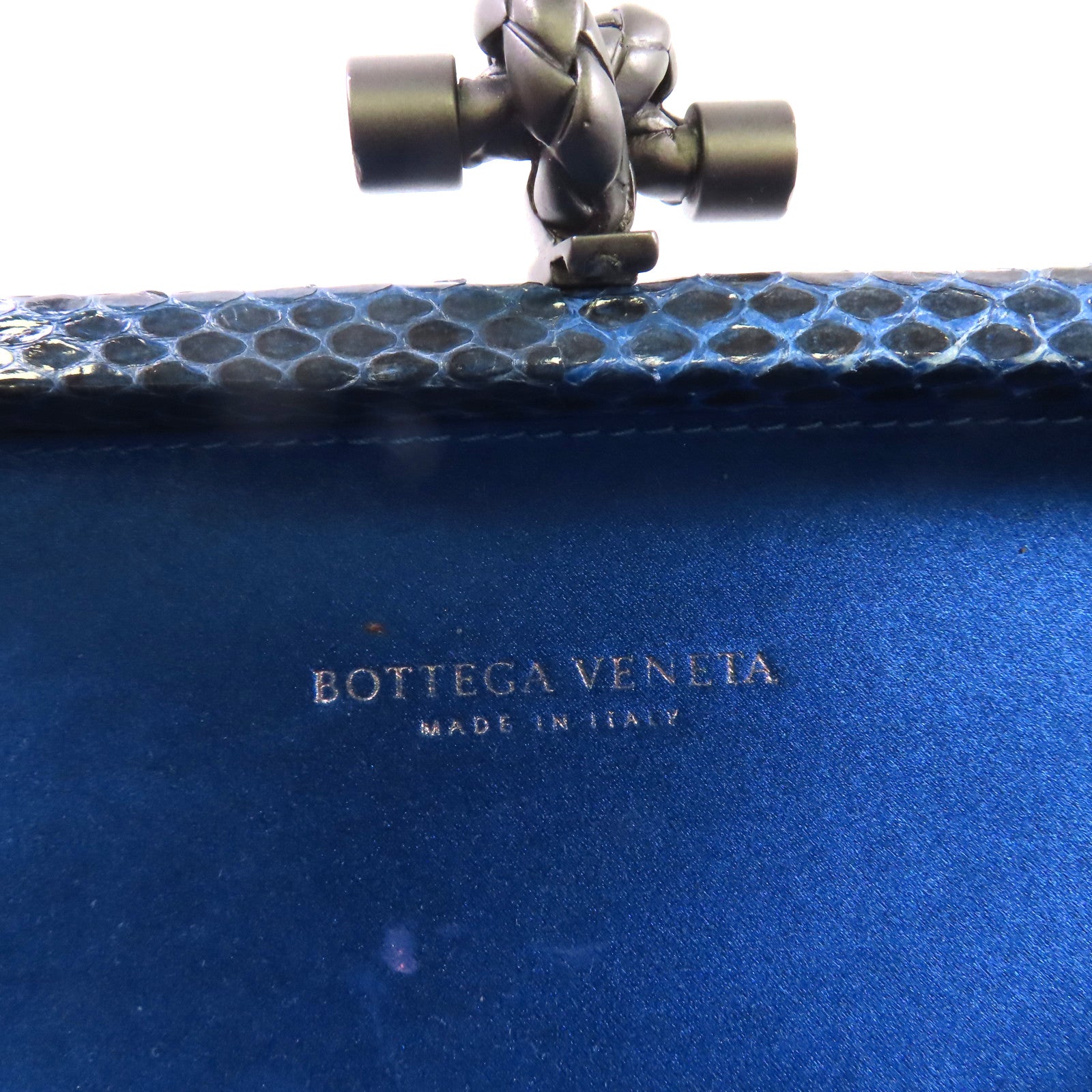 BOTTEGA VENETA 【激減優惠】緞布/蛇皮皮革Clutch Bag手拿包藍色