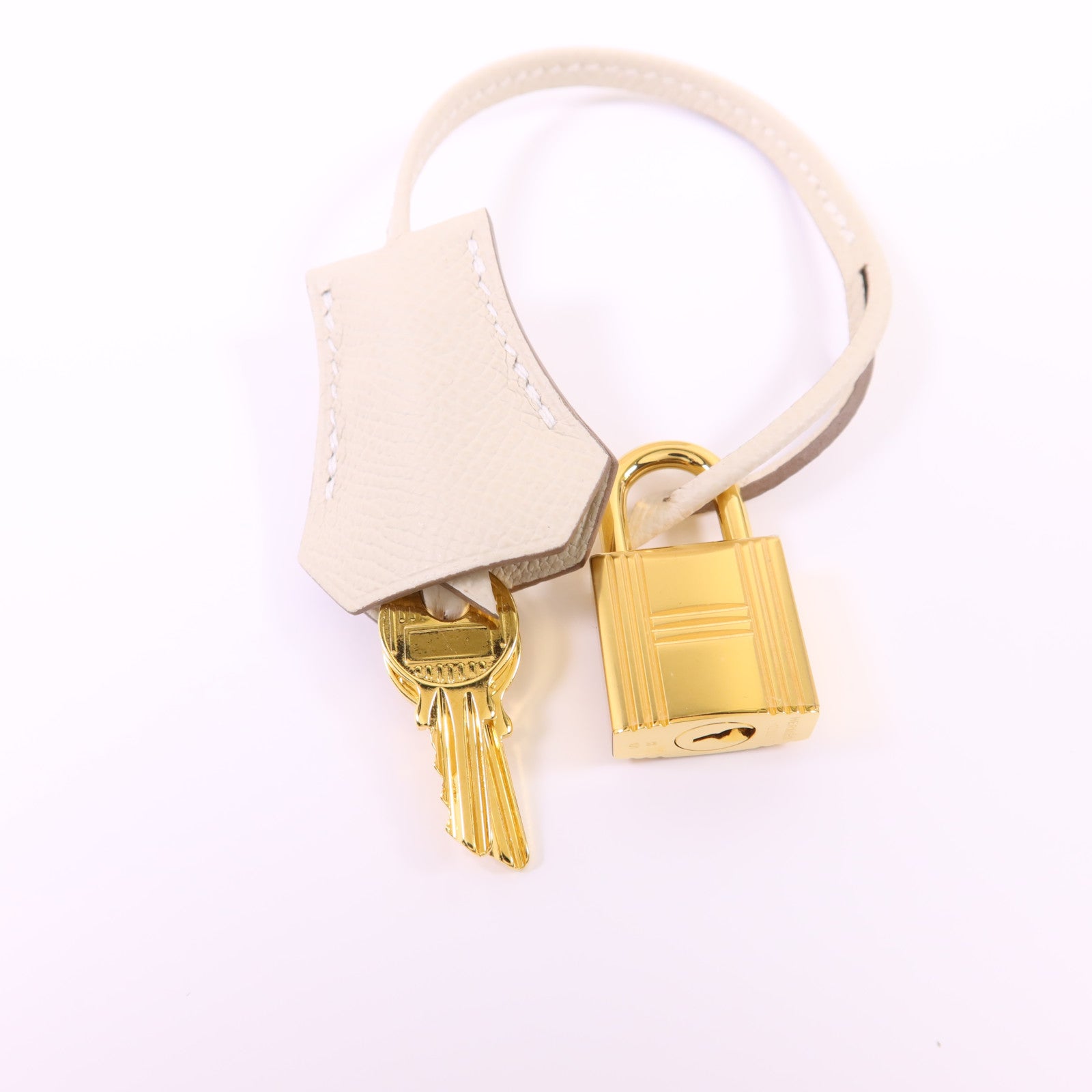 HERMES Epsom皮革Kelly 28金扣手挽肩背兩用袋Craie
