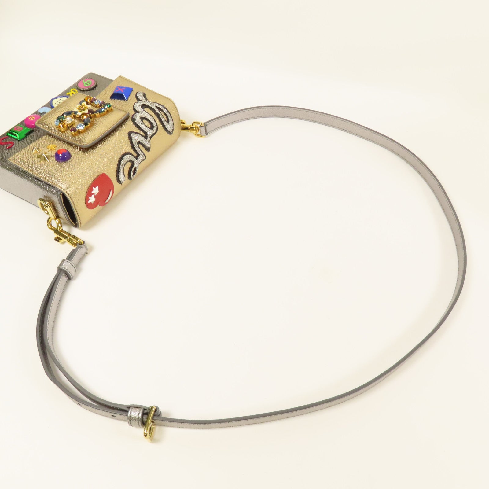D&G 牛皮皮革Shoulder Bag金扣肩背袋