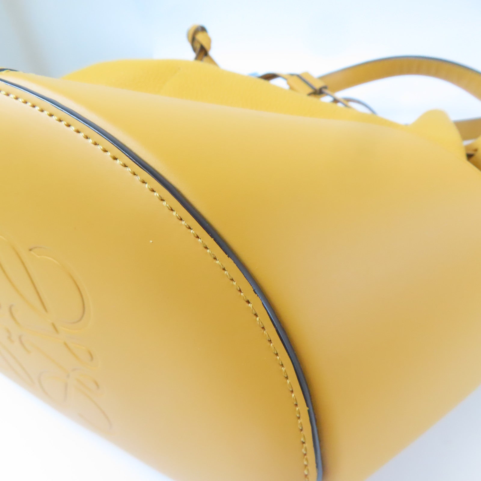 LOEWE 【清倉大減價】牛皮皮革Ballon Bag銀扣手挽肩背兩用袋橙色