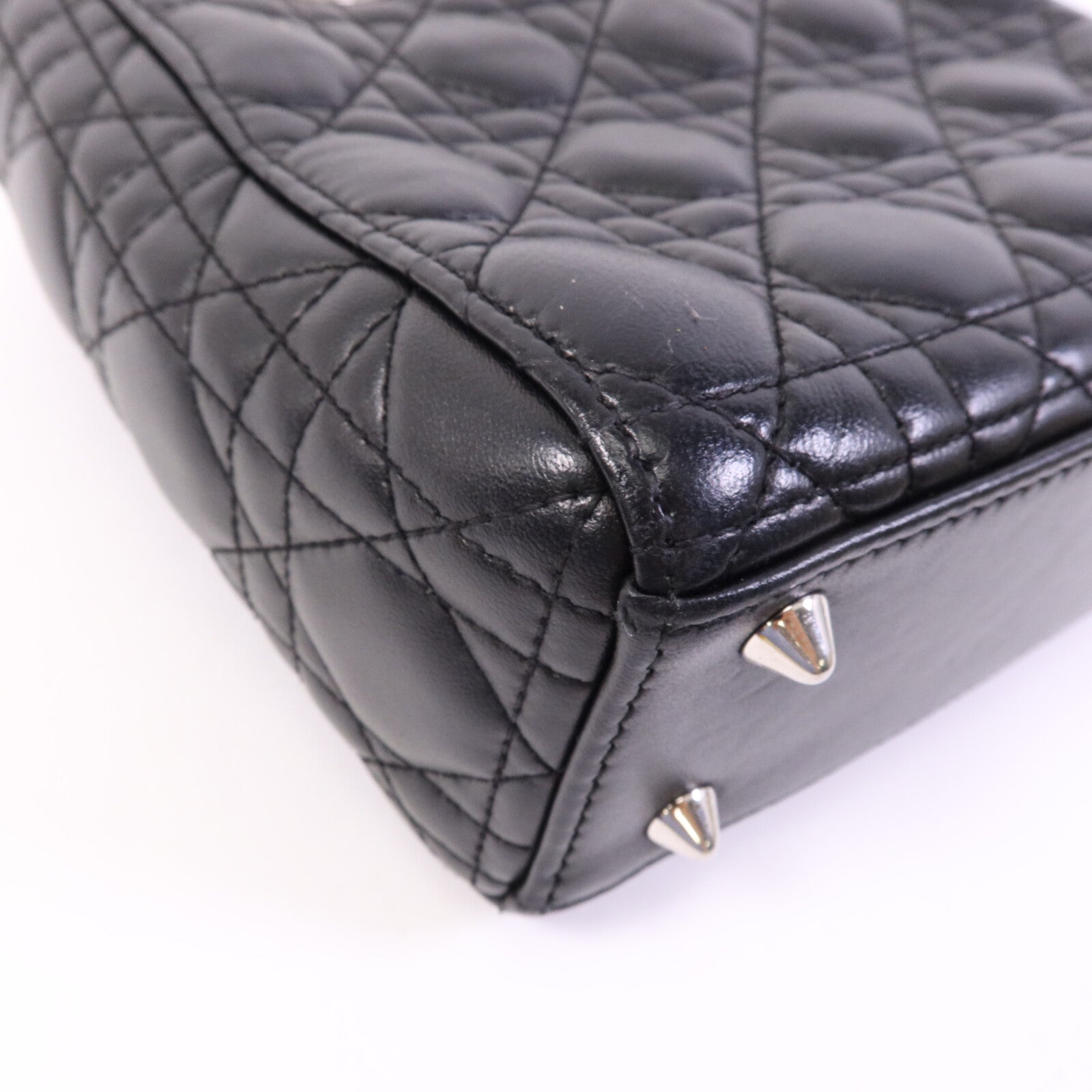 Dior 羊皮皮革Lady Dior Small銀扣手挽袋