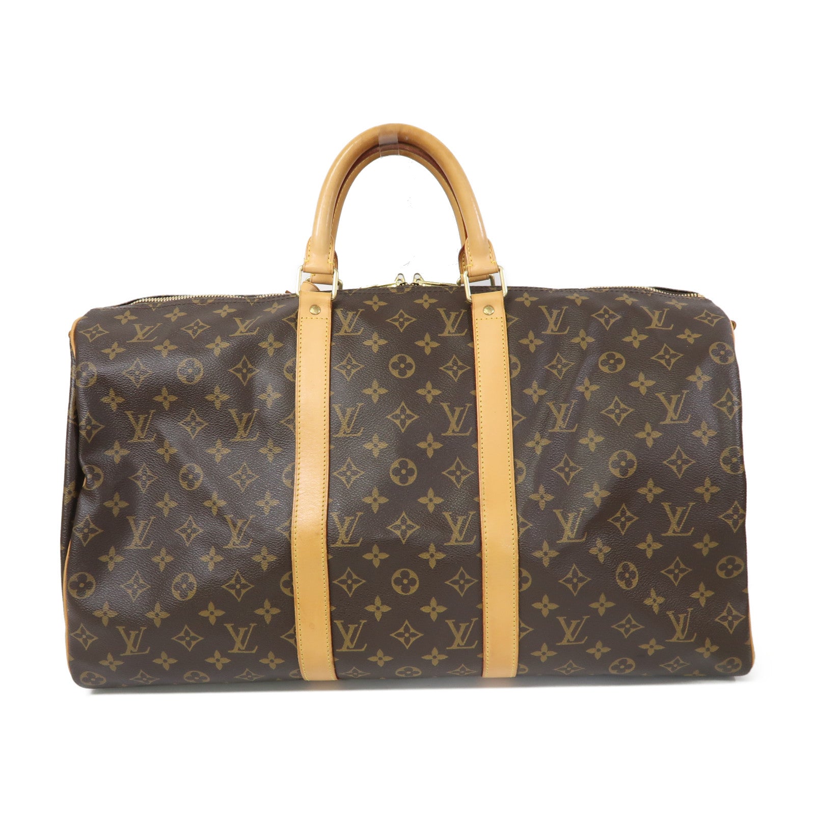 LOUIS VUITTON Monogram Keepall 50 Bandoulie金扣手挽肩背兩用袋棕色