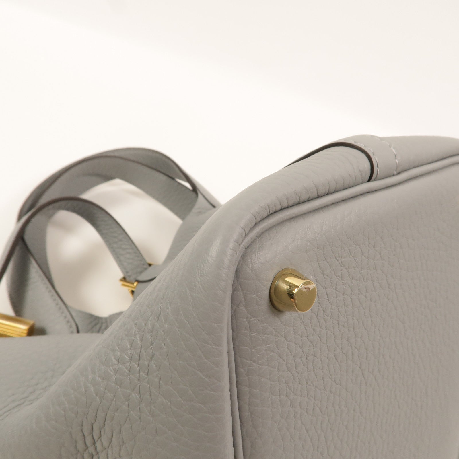 HERMES Clemence皮革Picotin PM手挽袋Gris Pantin