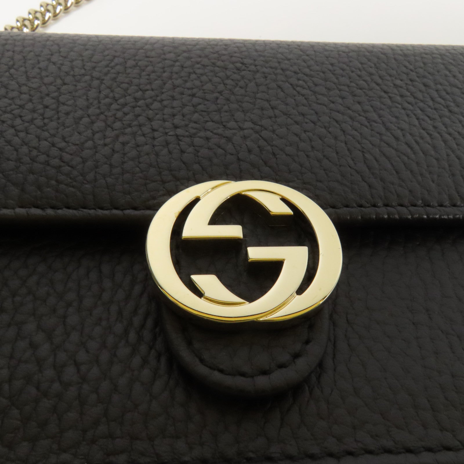 GUCCI 牛皮皮革GG Interlocking金扣鏈帶肩背袋