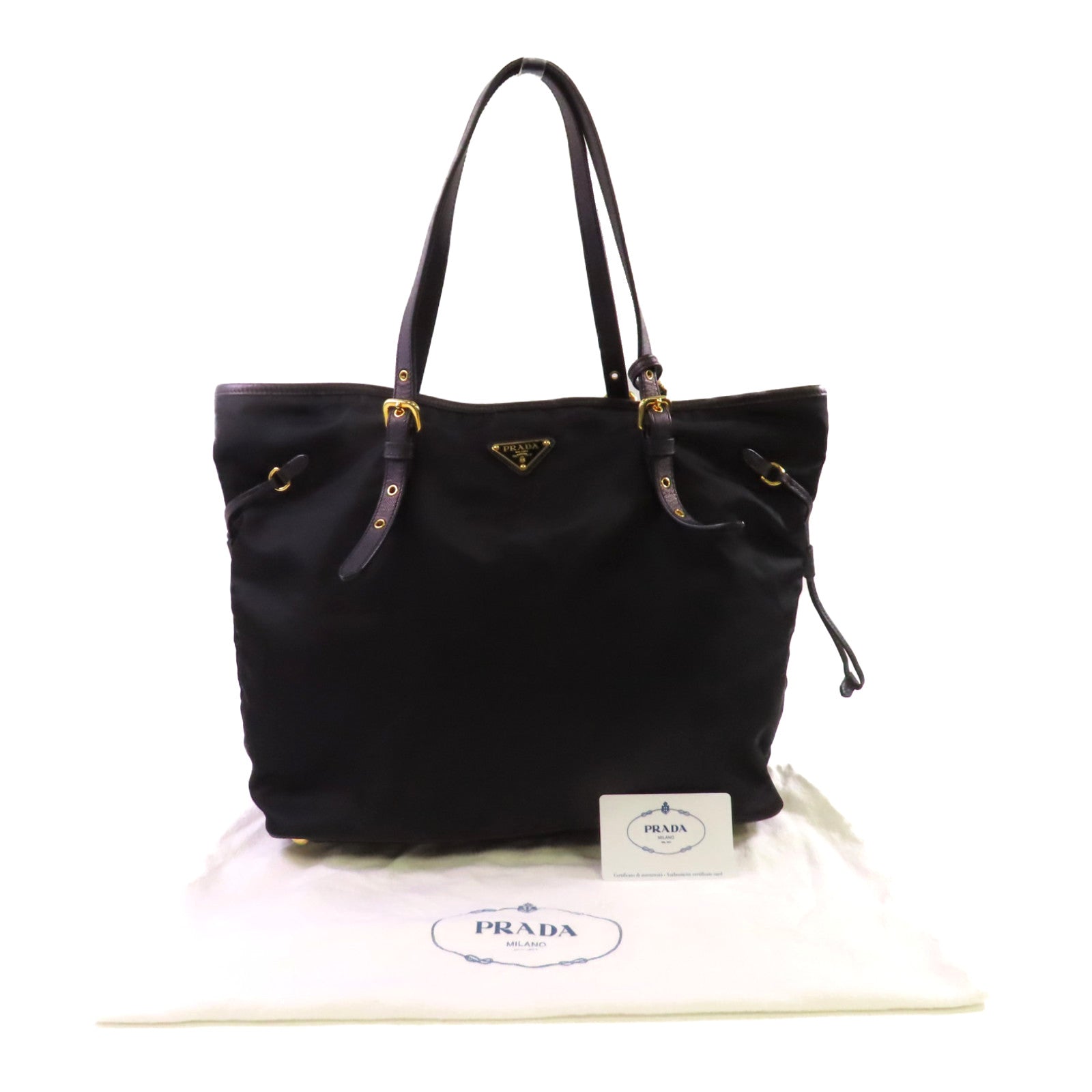 PRADA 尼龍Shoulder Bag金扣肩背袋黑色