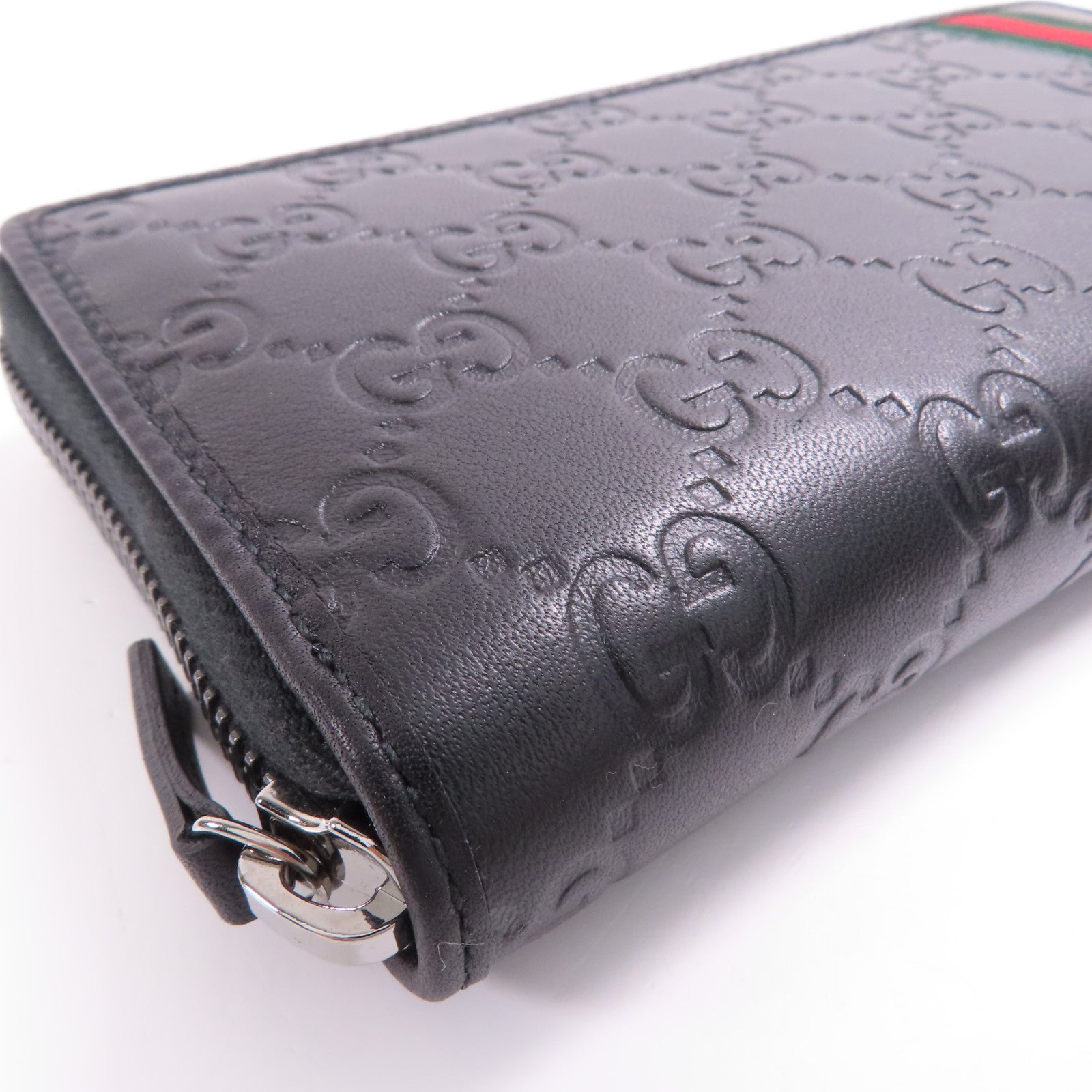 GUCCI GG Long Wallet 308009 Calfskin Leather Black