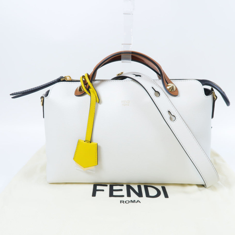 FENDI 【清倉大減價】牛皮皮革By The Way金扣手挽肩背兩用袋白色/啡色/黃色