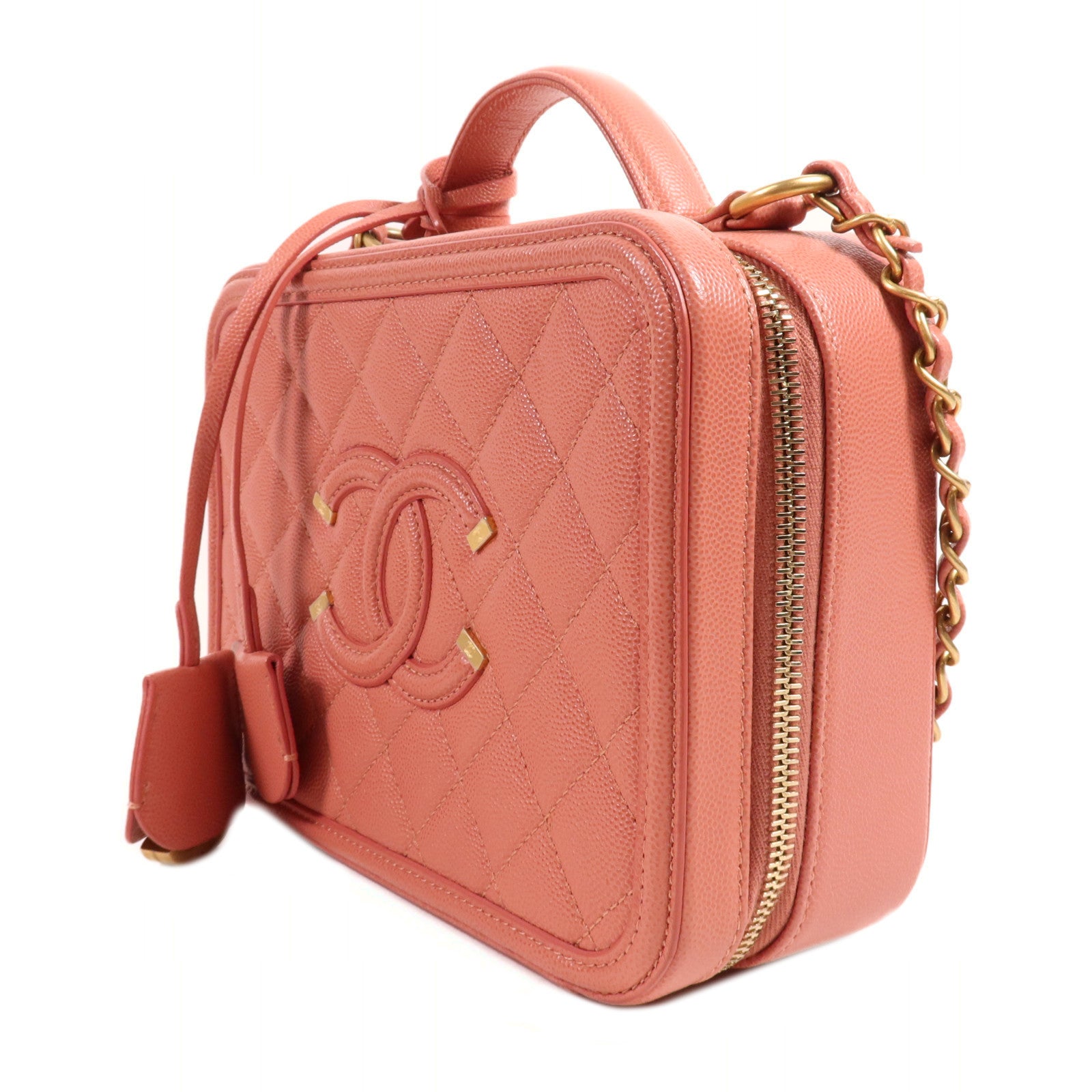 CHANEL 牛皮皮革Vanity Case金扣手挽肩背兩用袋