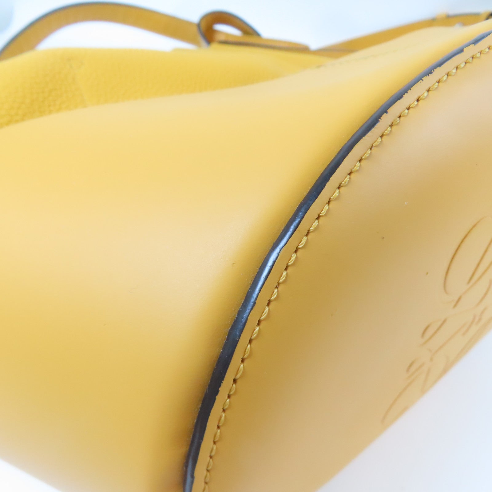 LOEWE 【清倉大減價】牛皮皮革Ballon Bag銀扣手挽肩背兩用袋橙色