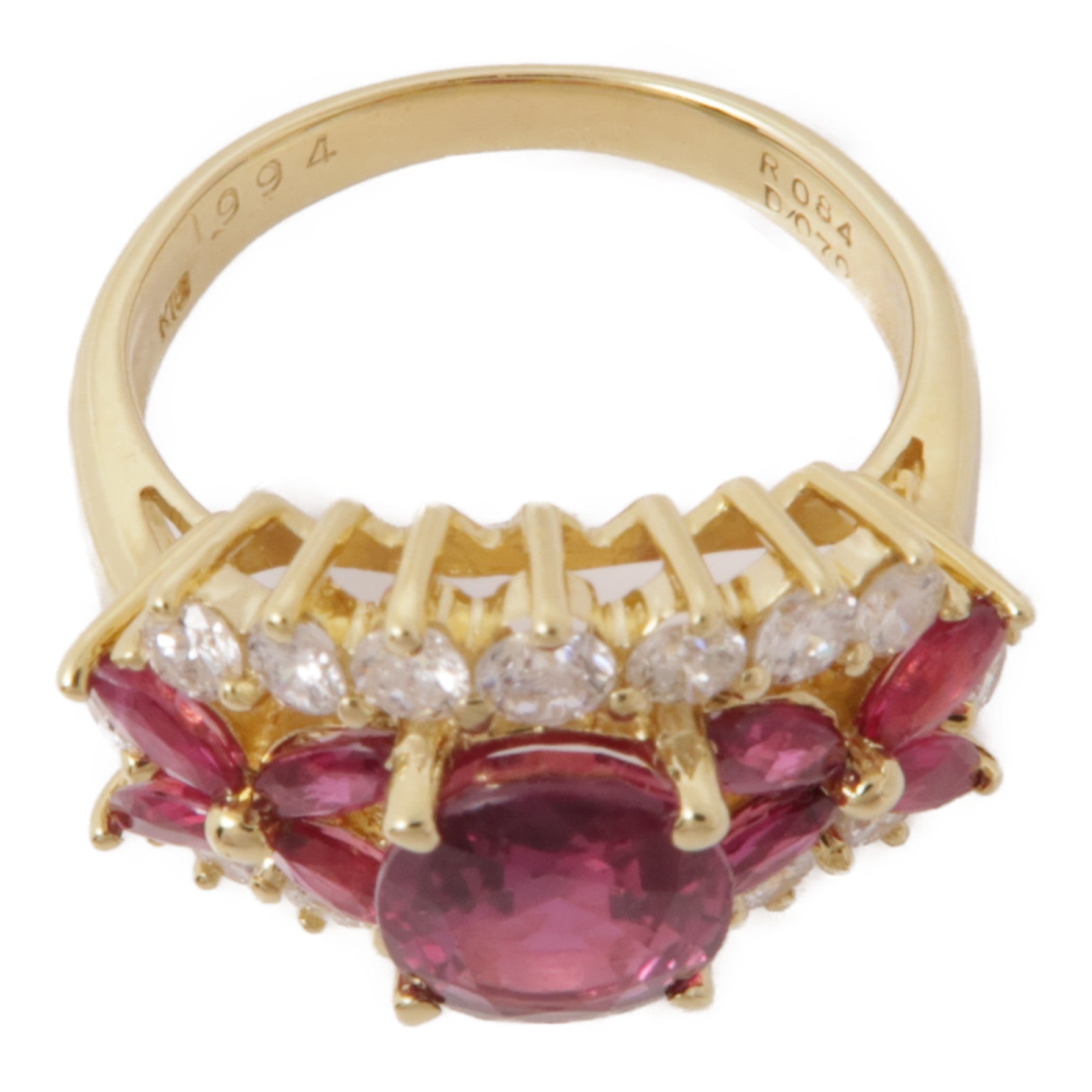 JEWELRY【激減優惠】 18K黃金Ruby Diamond Ring紅寶石/鑽石戒指US#4.75