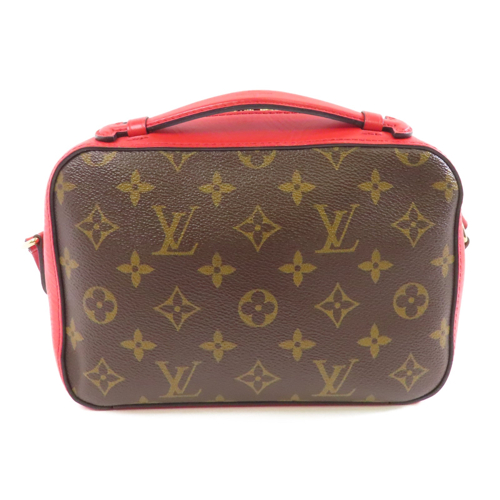 LOUIS VUITTON Monogram Saintonge金扣手挽肩背兩用袋啡色/紅色