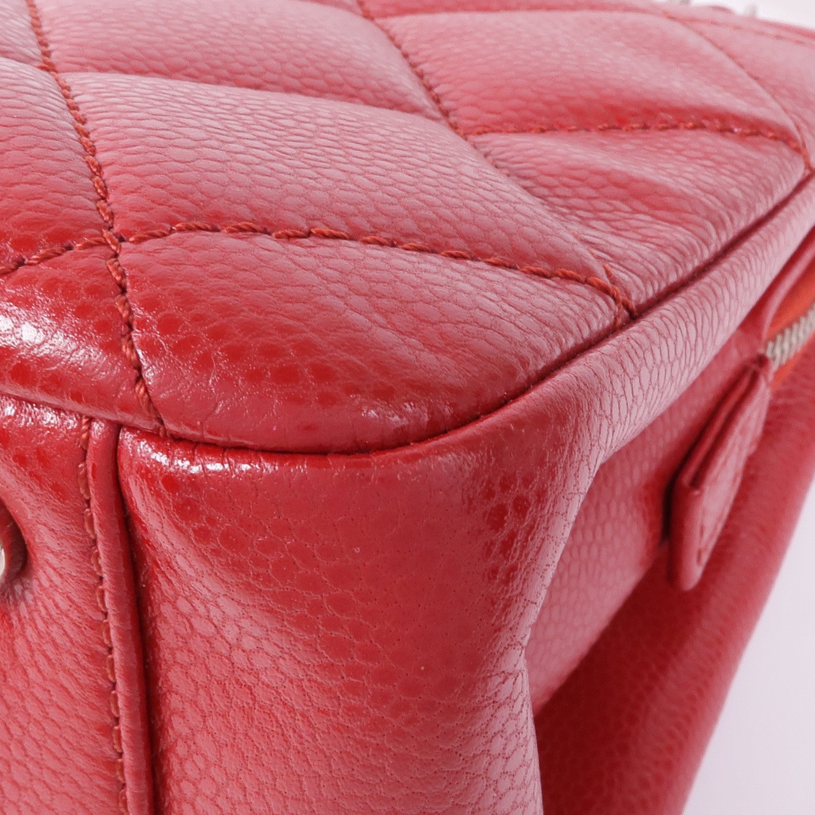 CHANEL 牛皮皮革Chain Shoulder Tote銀扣鏈帶肩背袋/手挽袋