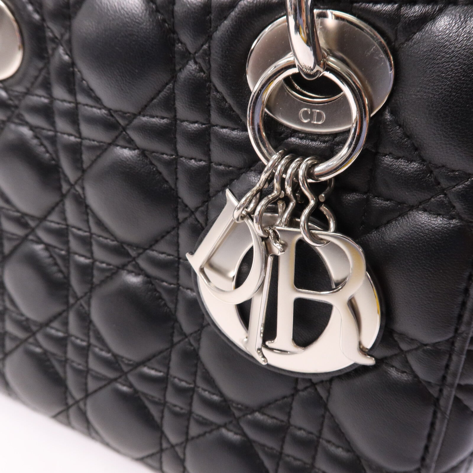 Dior 羊皮皮革Lady Dior Small銀扣手挽袋