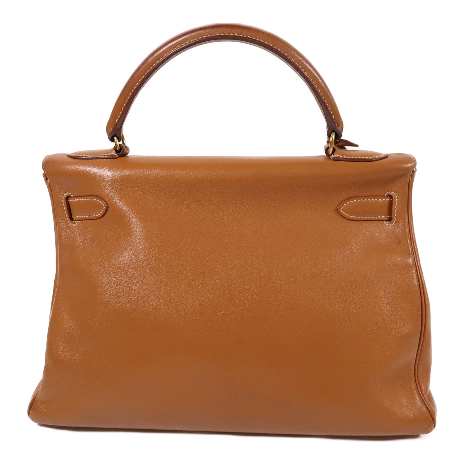 HERMES Gulliver皮革Kelly 32金扣手挽肩背兩用袋Gold