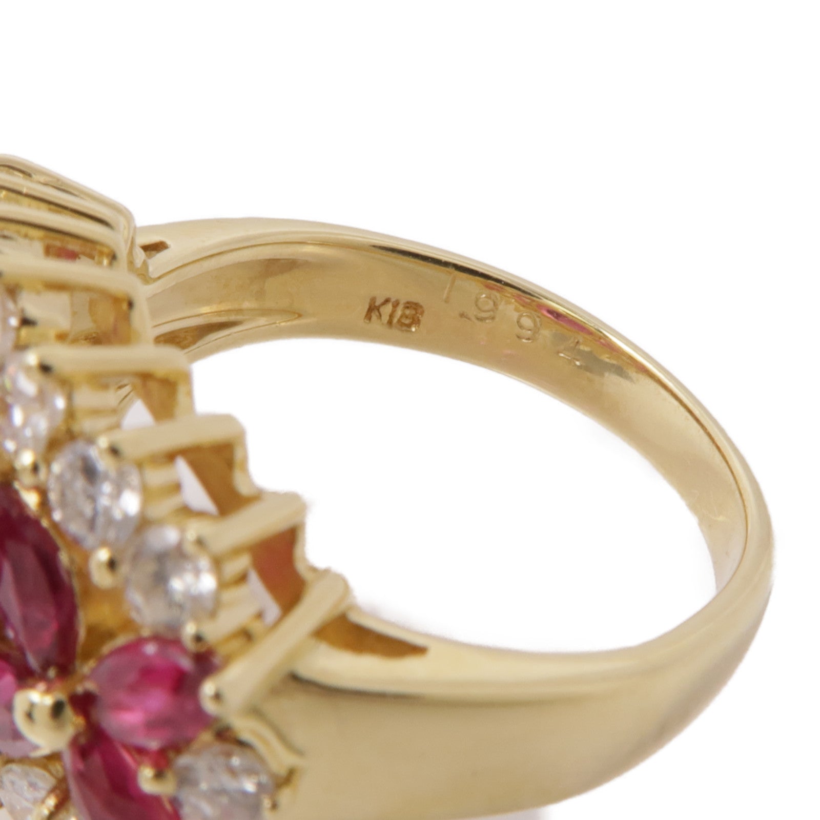 JEWELRY【激減優惠】 18K黃金Ruby Diamond Ring紅寶石/鑽石戒指US#4.75