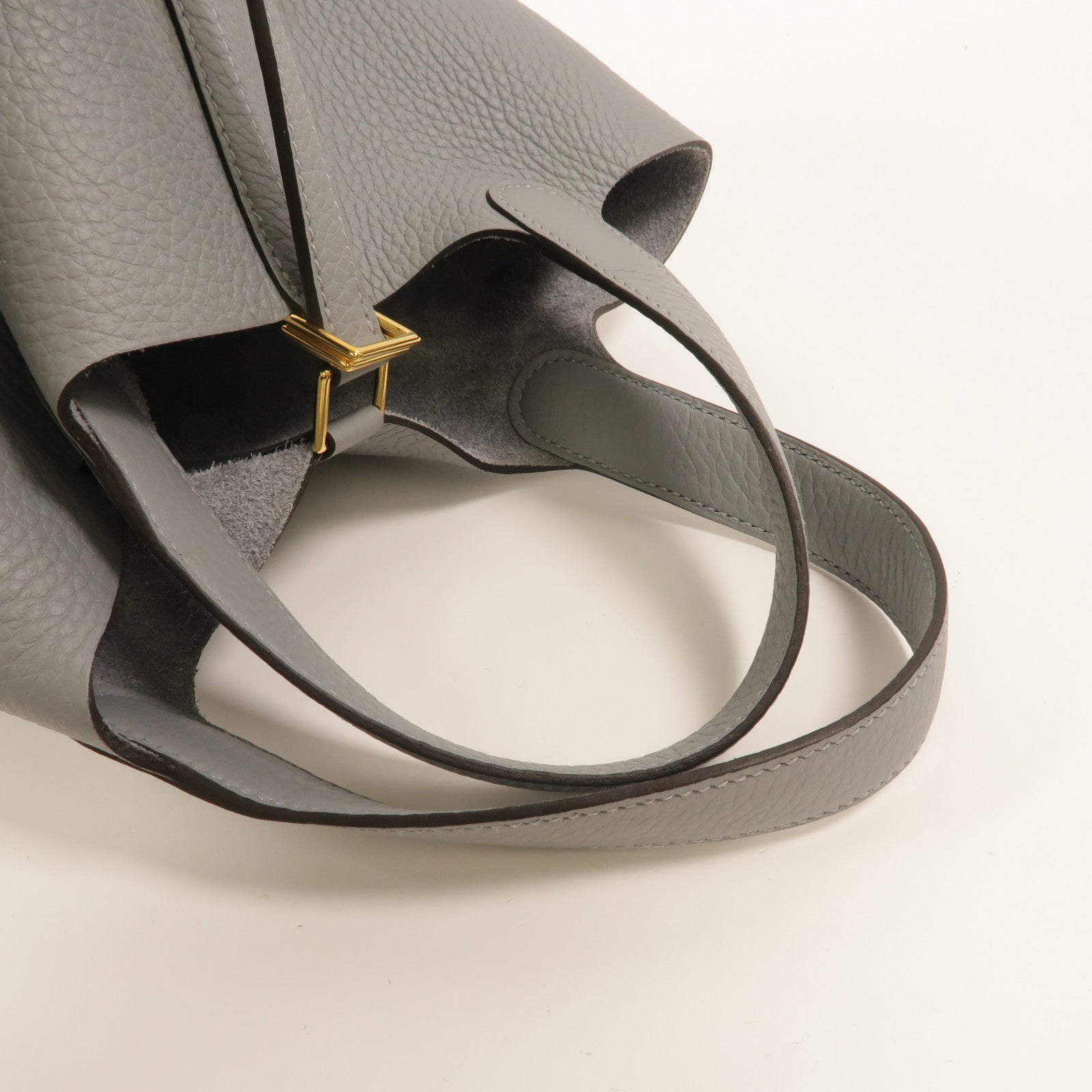 HERMES Clemence皮革Picotin PM手挽袋Gris Pantin