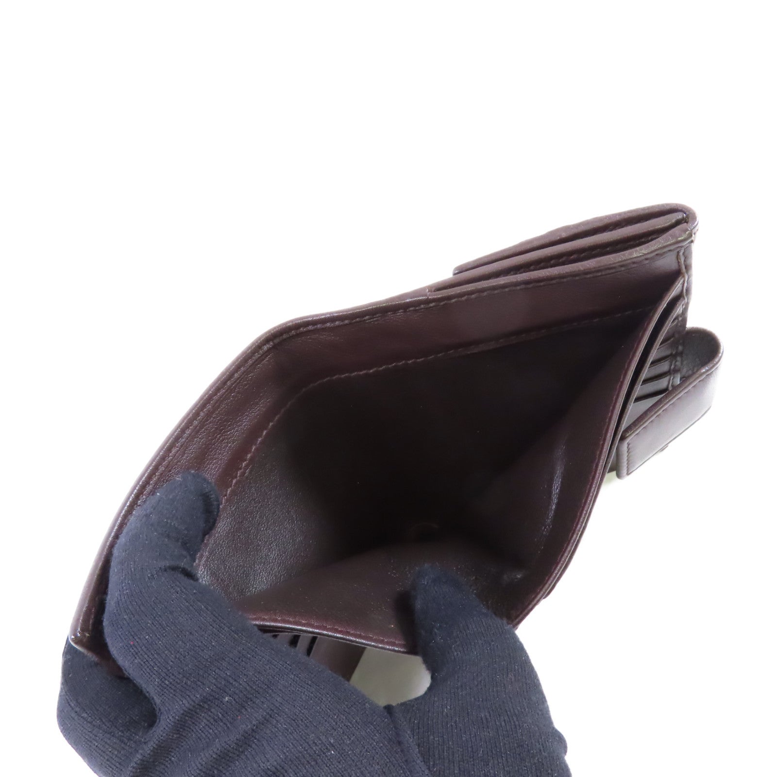 GUCCI 牛皮皮革W Hook Wallet金扣短錢包啡色