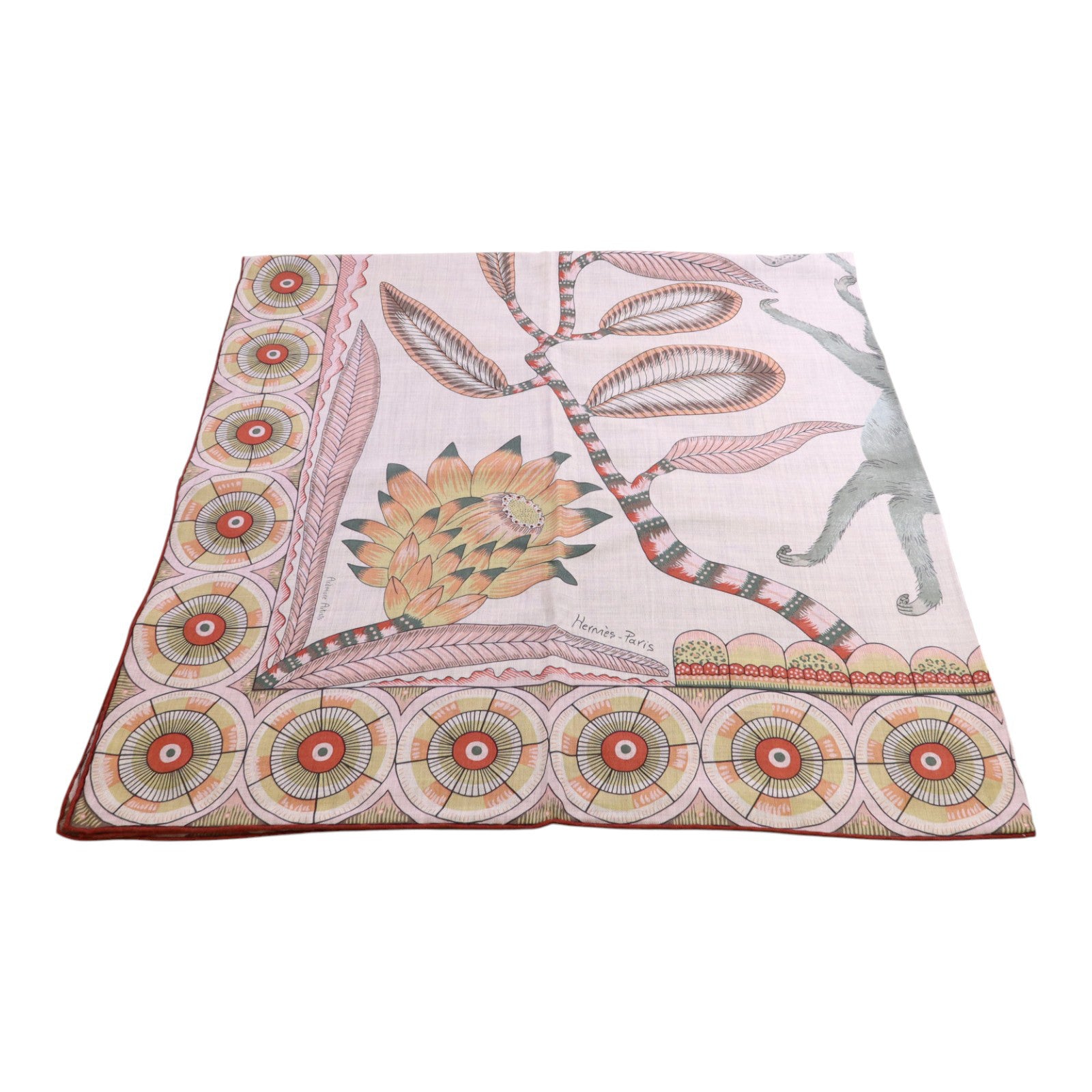 HERMES 羊絨/絲質Mors A Jouets Bandana Shawl 140x140絲巾