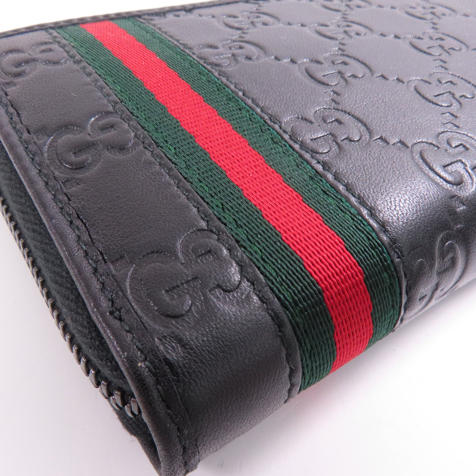 GUCCI GG Long Wallet 308009 Calfskin Leather Black