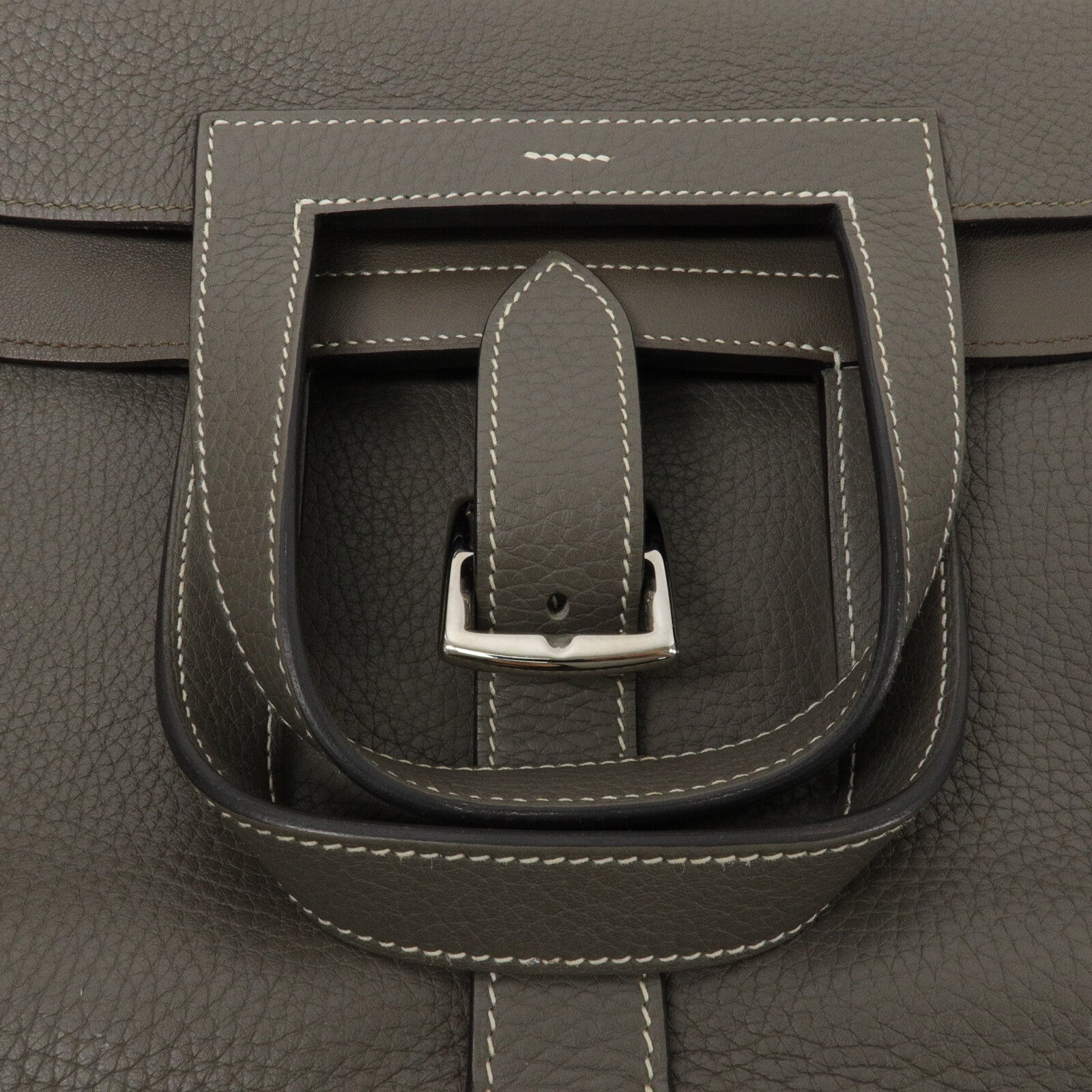 HERMES Clemence皮革Halzan 31手挽肩背兩用袋Etain