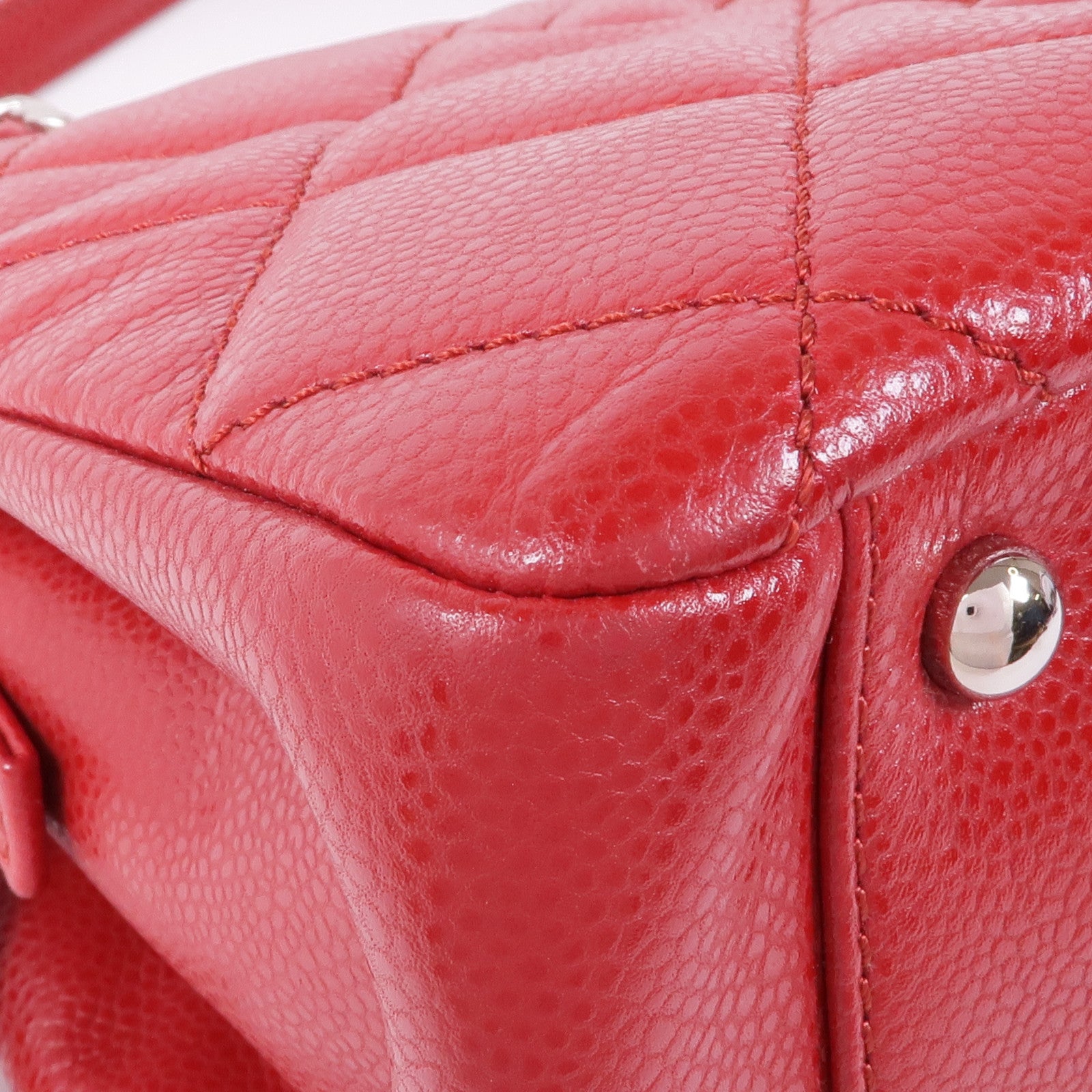 CHANEL 牛皮皮革Chain Shoulder Tote銀扣鏈帶肩背袋/手挽袋