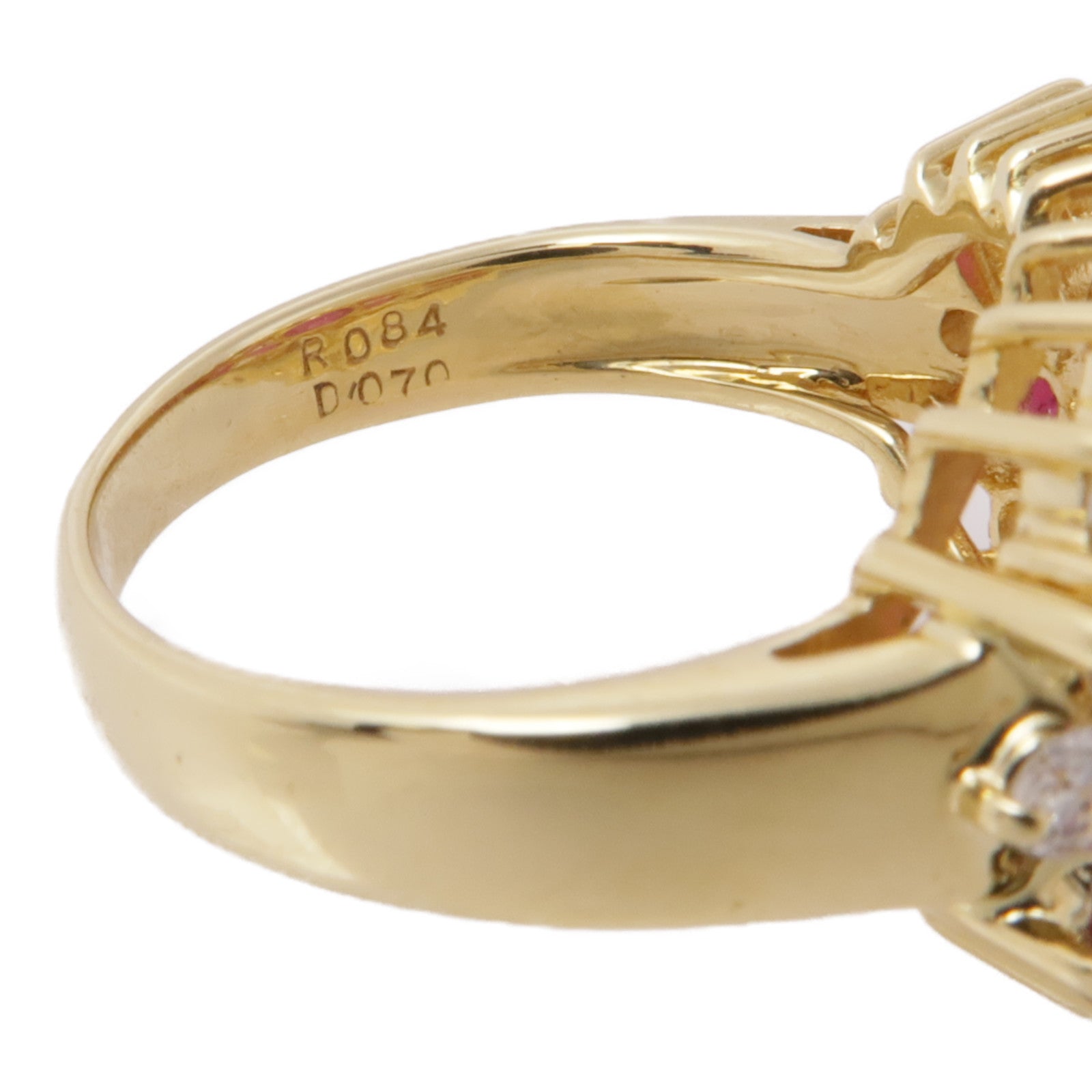 JEWELRY 【激減優惠】18K黃金Ruby Diamond Ring紅寶石/鑽石戒指US#4.75