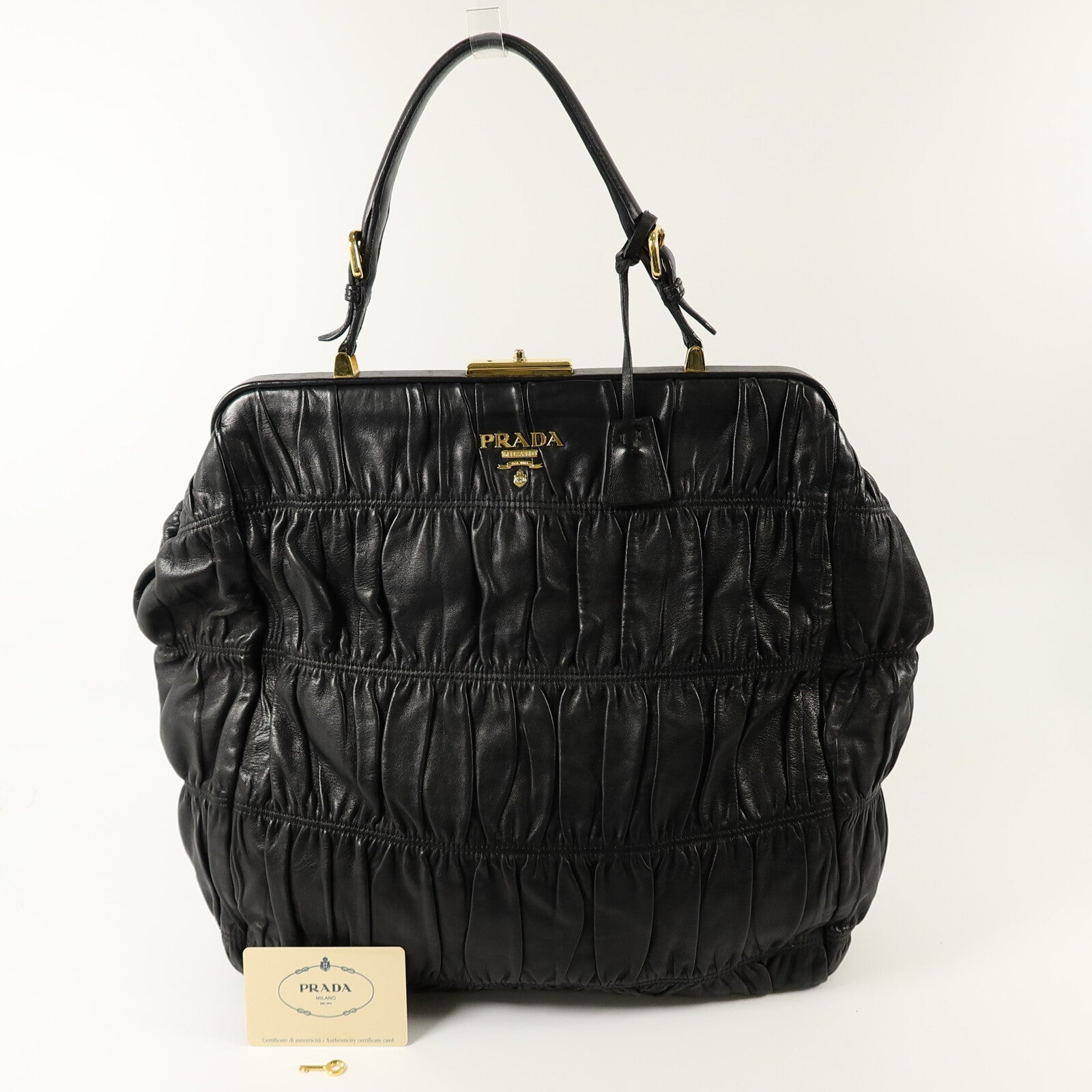 PRADA 羊皮皮革Gaufre Nappa Frame Bag手挽袋