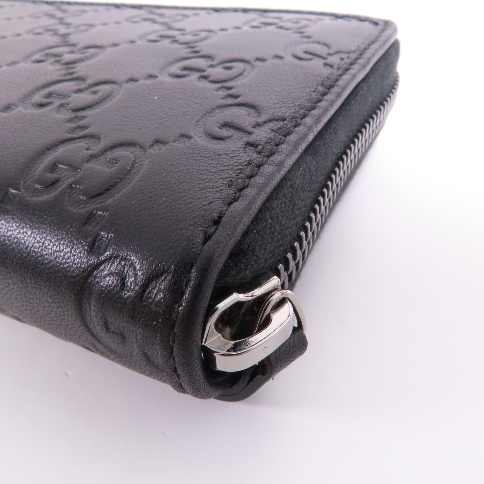 GUCCI GG Long Wallet 308009 Calfskin Leather Black