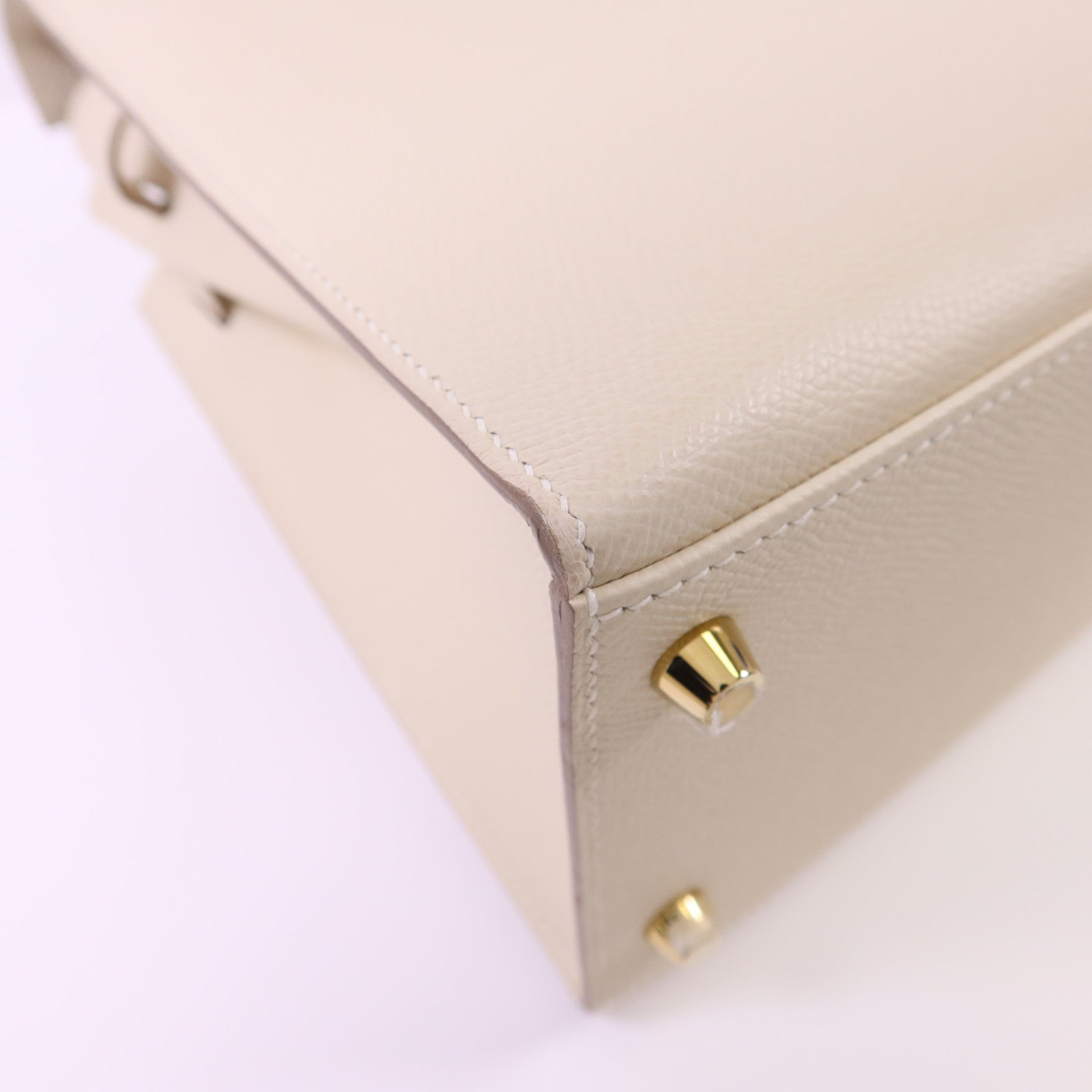 HERMES Epsom皮革Kelly 28金扣手挽肩背兩用袋Craie