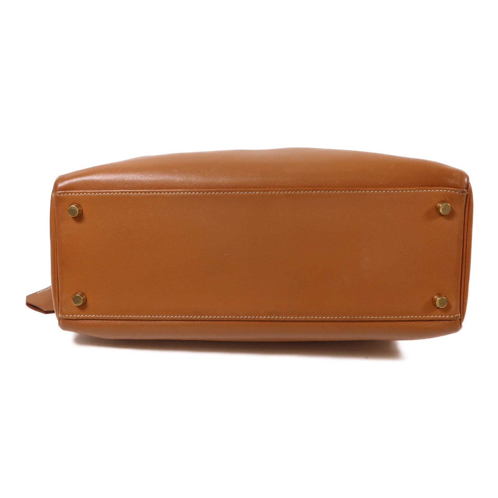 HERMES Gulliver皮革Kelly 32金扣手挽肩背兩用袋Gold