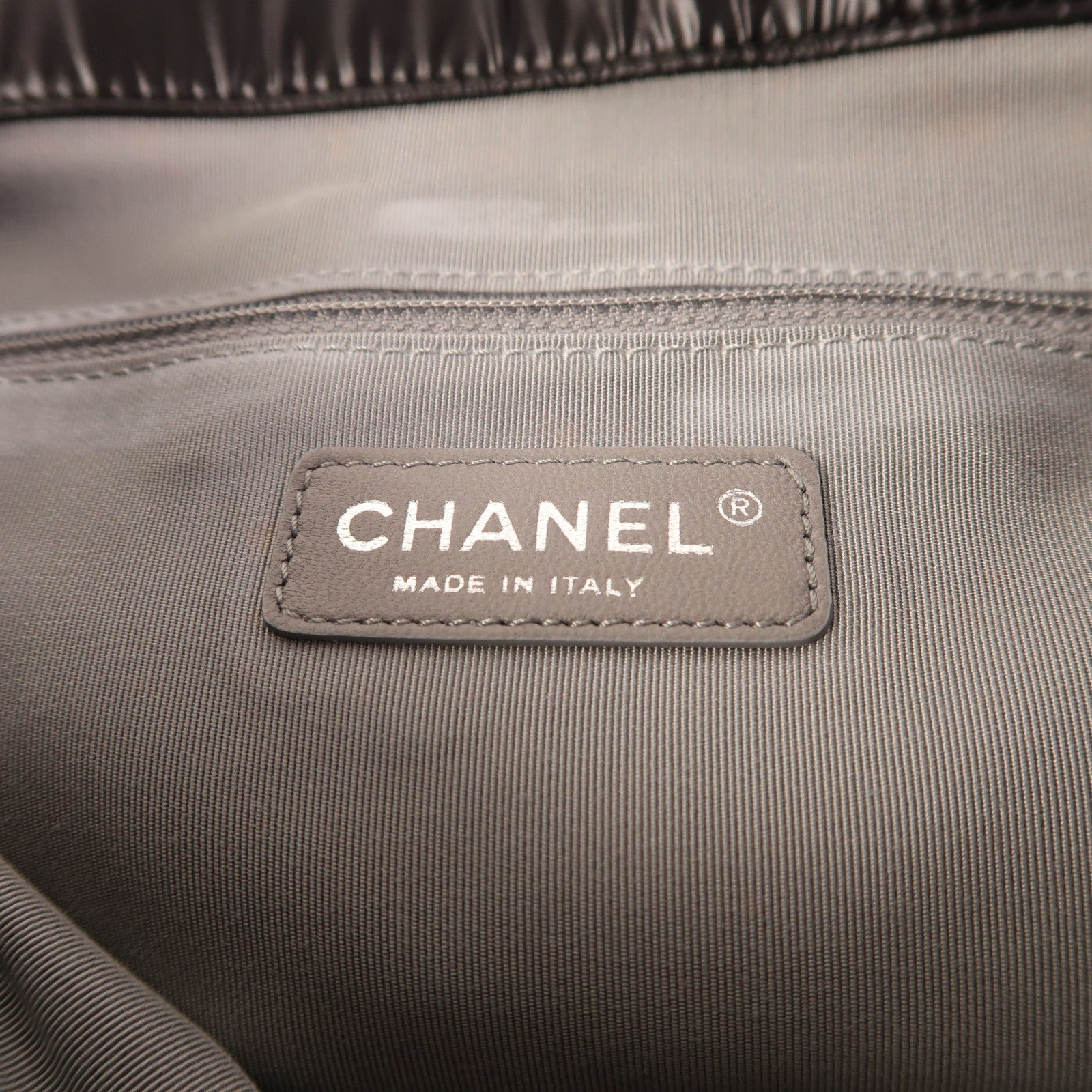 CHANEL 尼龍Chain Shoulder銀扣鏈帶肩背袋