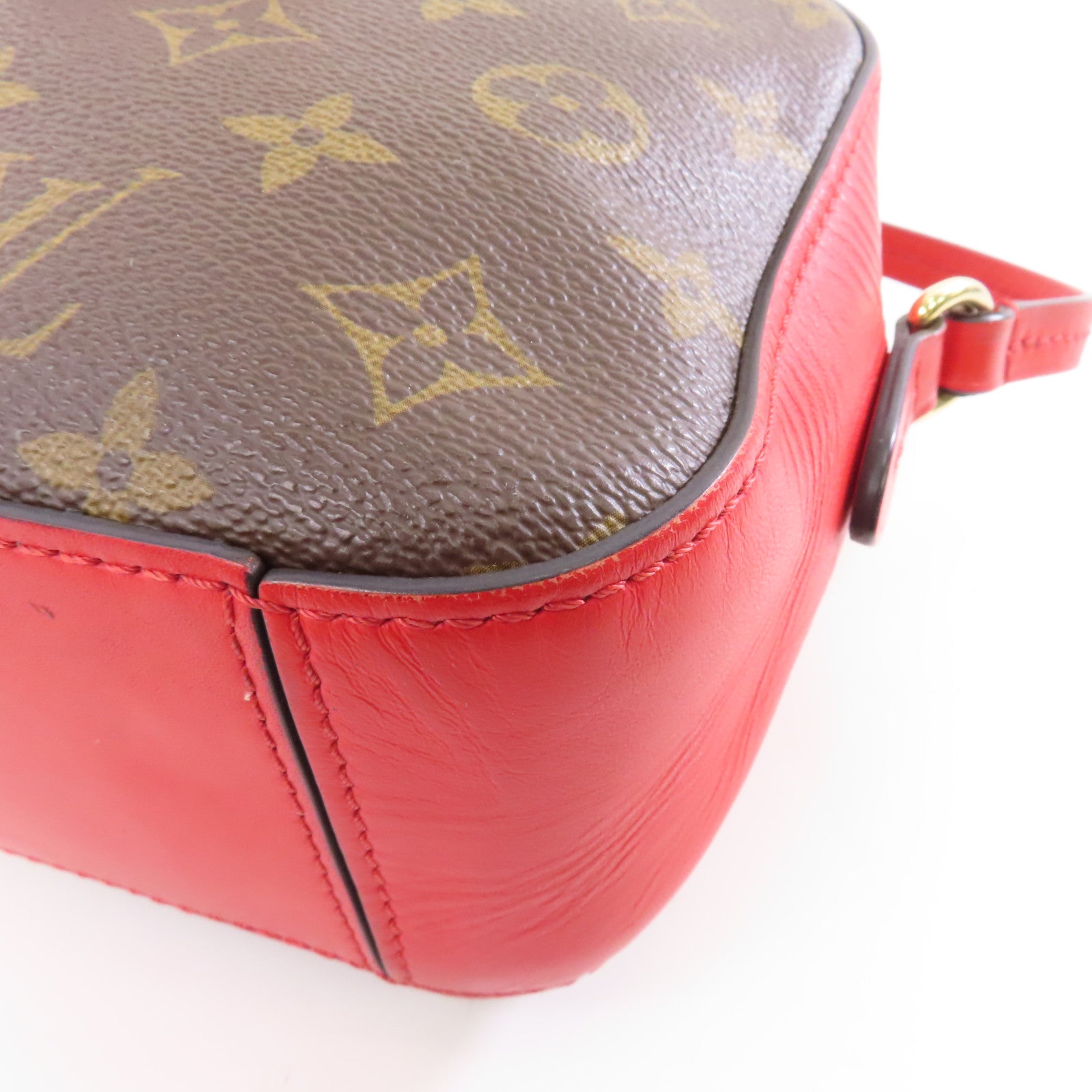 LOUIS VUITTON Monogram Saintonge金扣手挽肩背兩用袋啡色/紅色