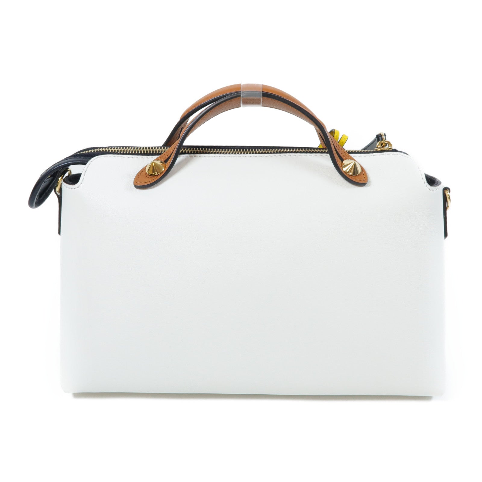 FENDI 【清倉大減價】牛皮皮革By The Way金扣手挽肩背兩用袋白色/啡色/黃色