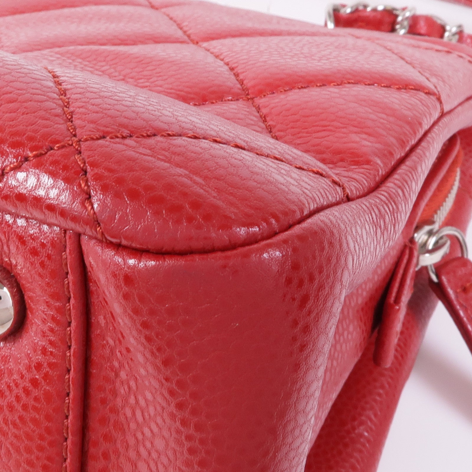 CHANEL 牛皮皮革Chain Shoulder Tote銀扣鏈帶肩背袋/手挽袋